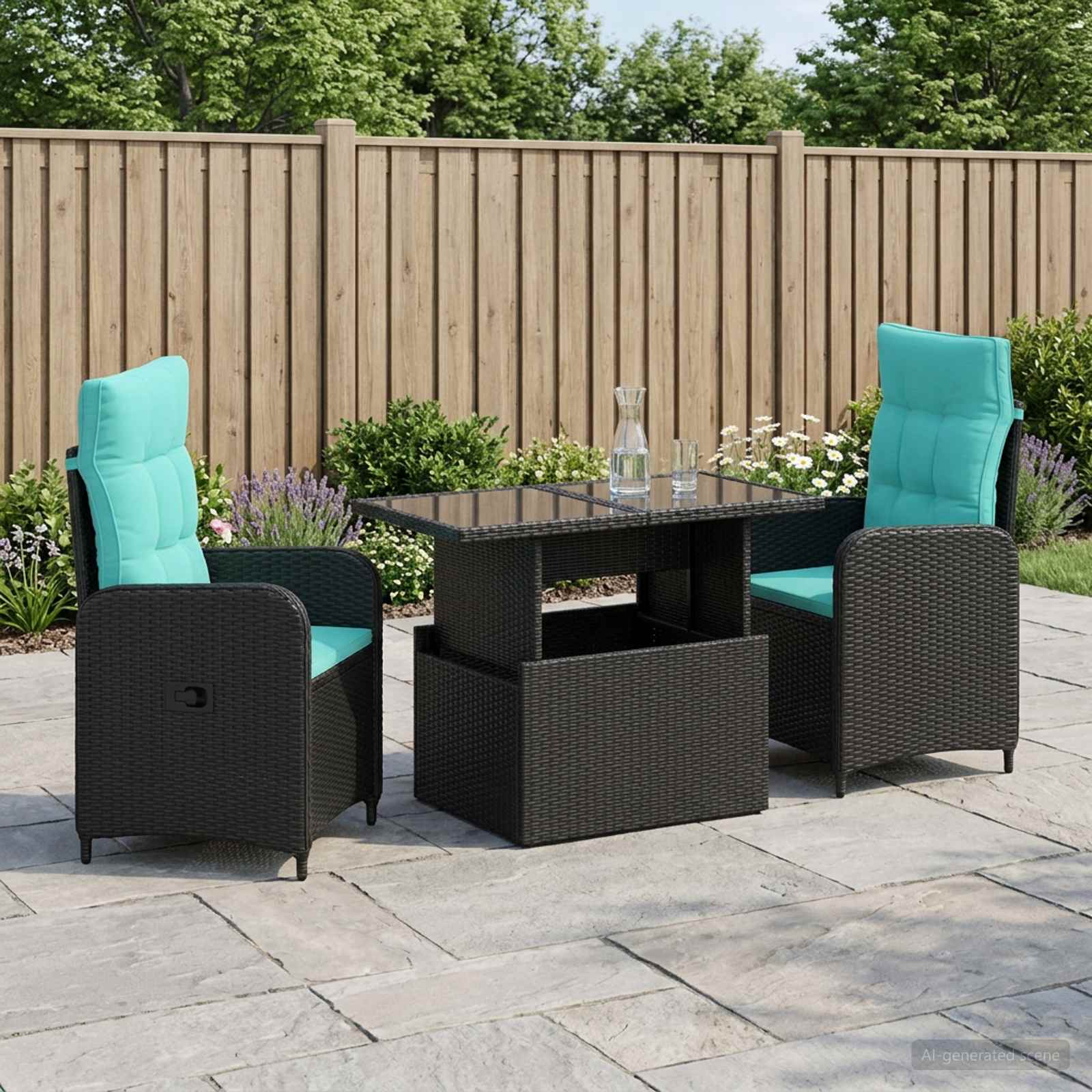 Outdoortisch-Set 3 stk. Poly-Rattan