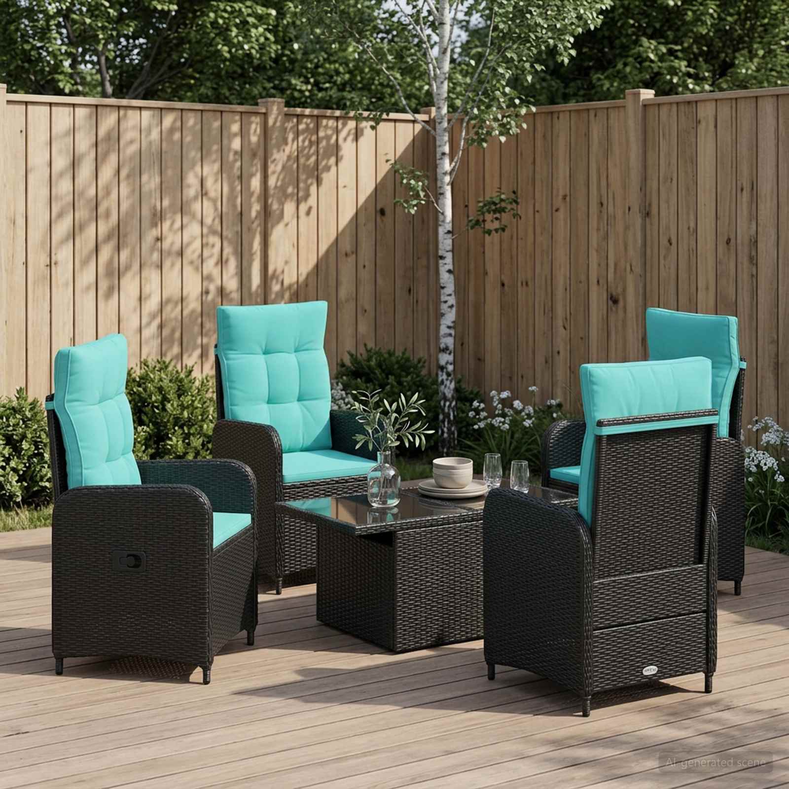 Outdoortisch-Set 5 stk. Poly-Rattan
