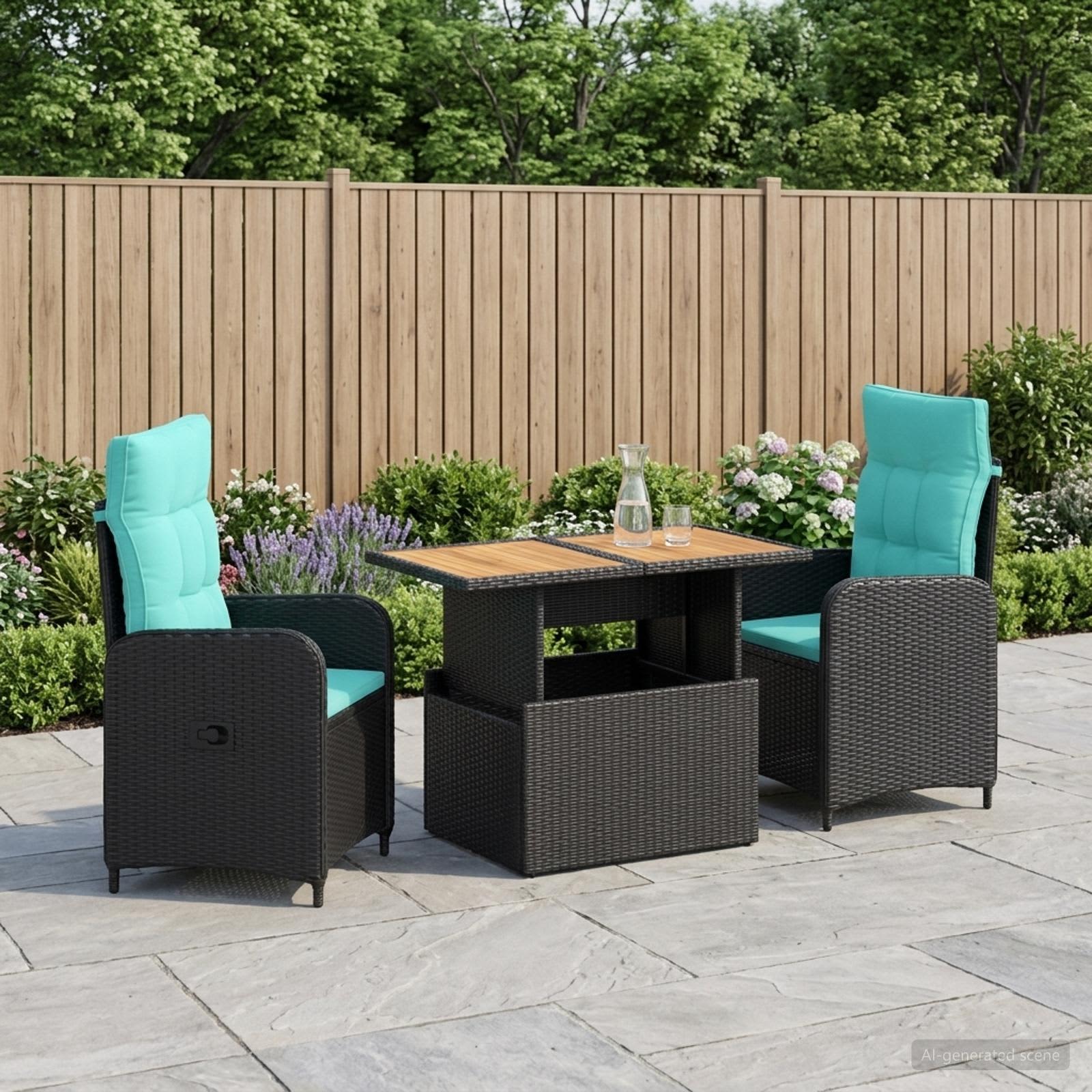 Outdoortisch-Set 3 stk. Poly-Rattan