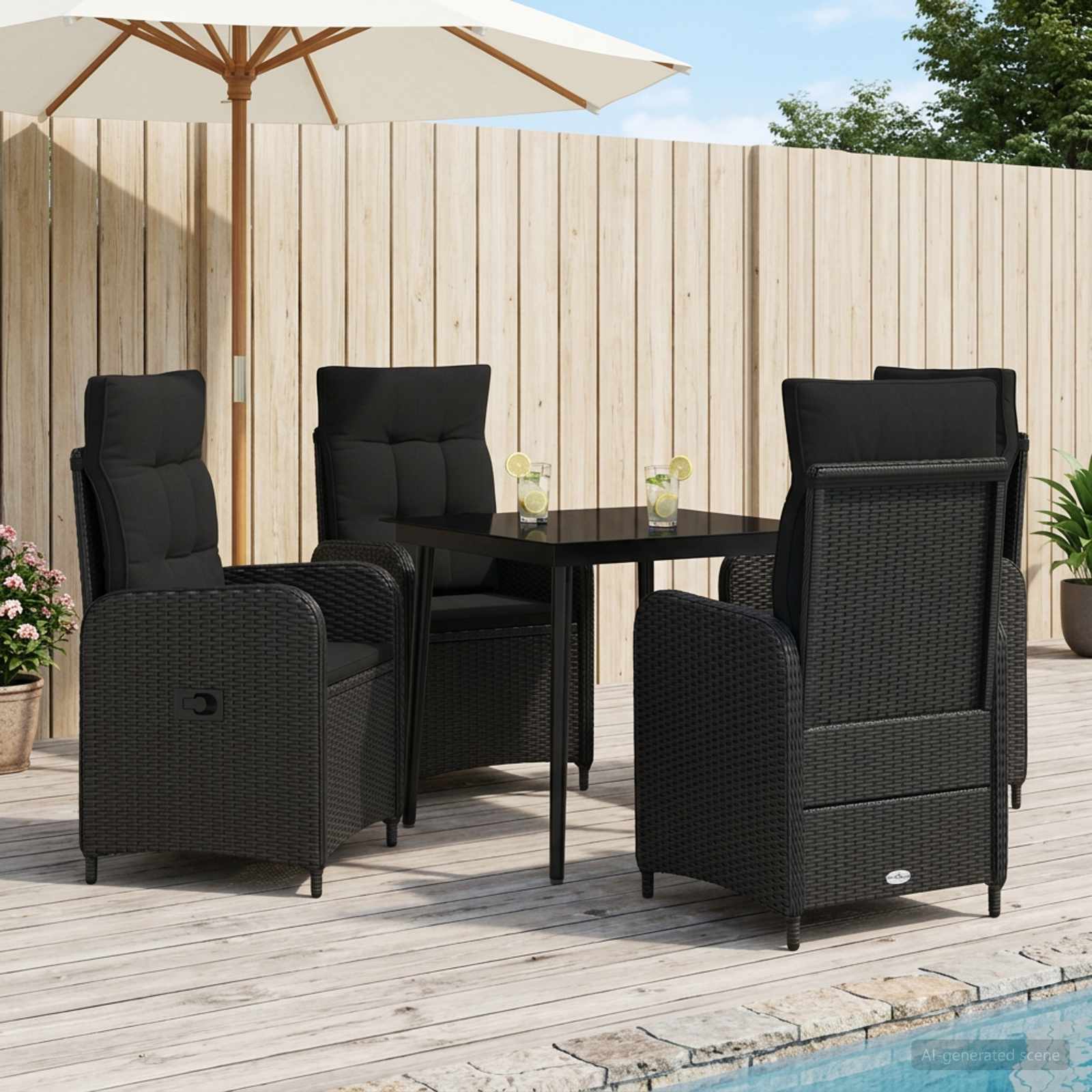 Sofa-Tischset 5 stk. Schwarz