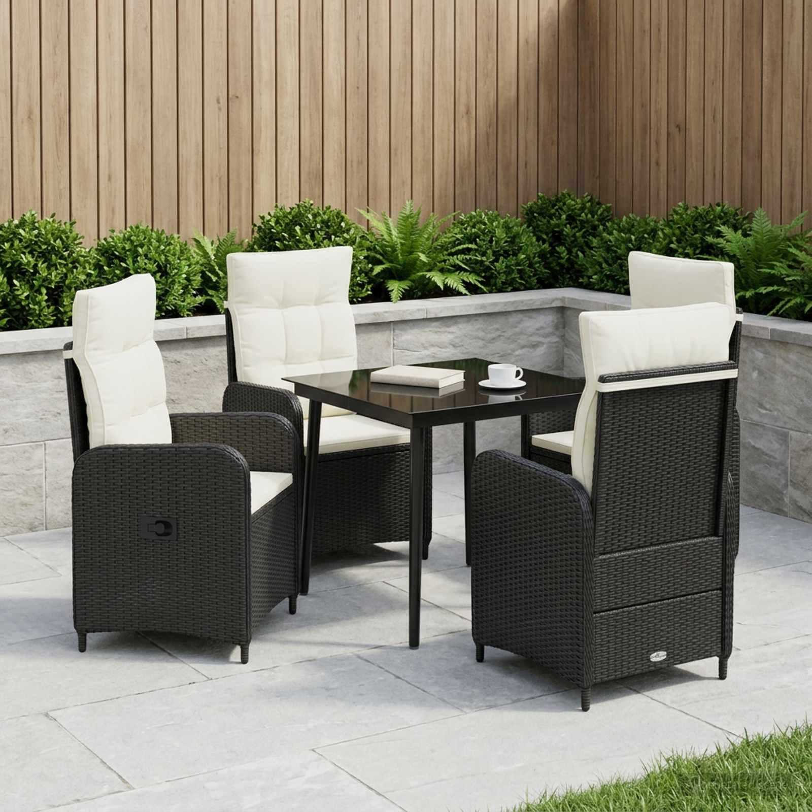 Sofa-Tischset 5 stk. Schwarz und Cremeweiß