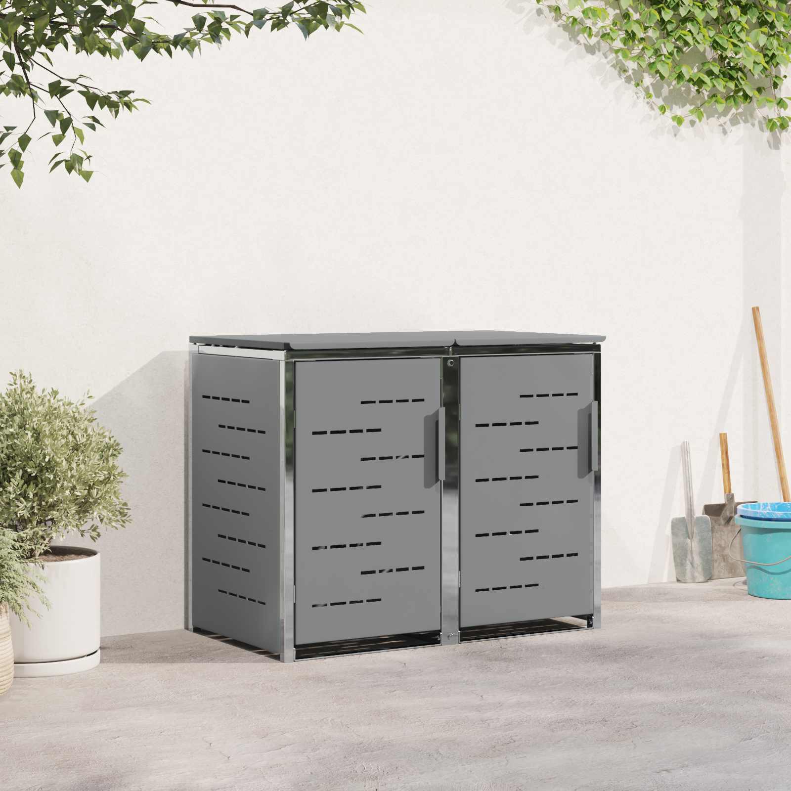 Rollbehälterlagerung for 2 Bins 240L Edelstahl Grau