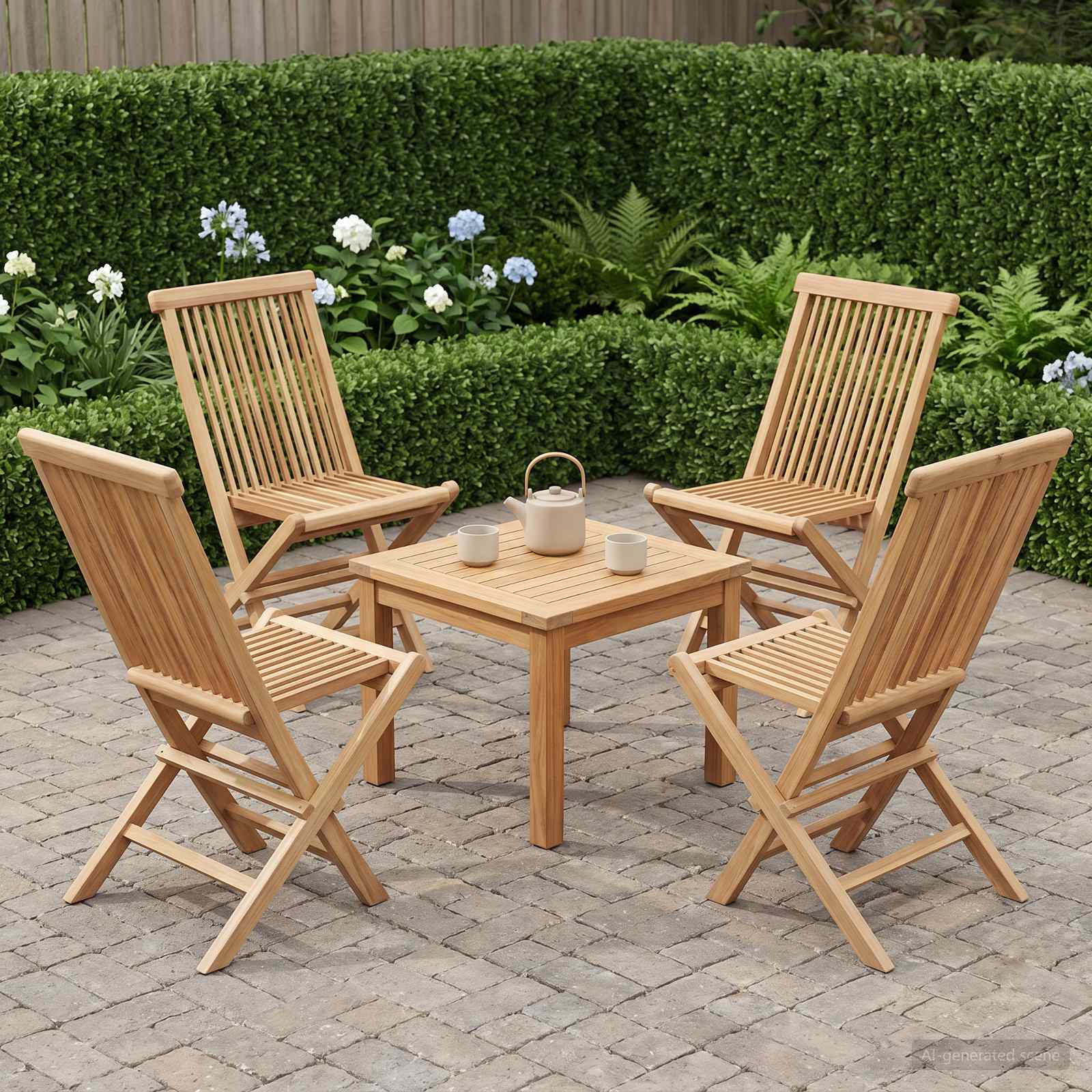 Klappbarer Gartenstuhl 4 stk. Natur Massivholz Teak