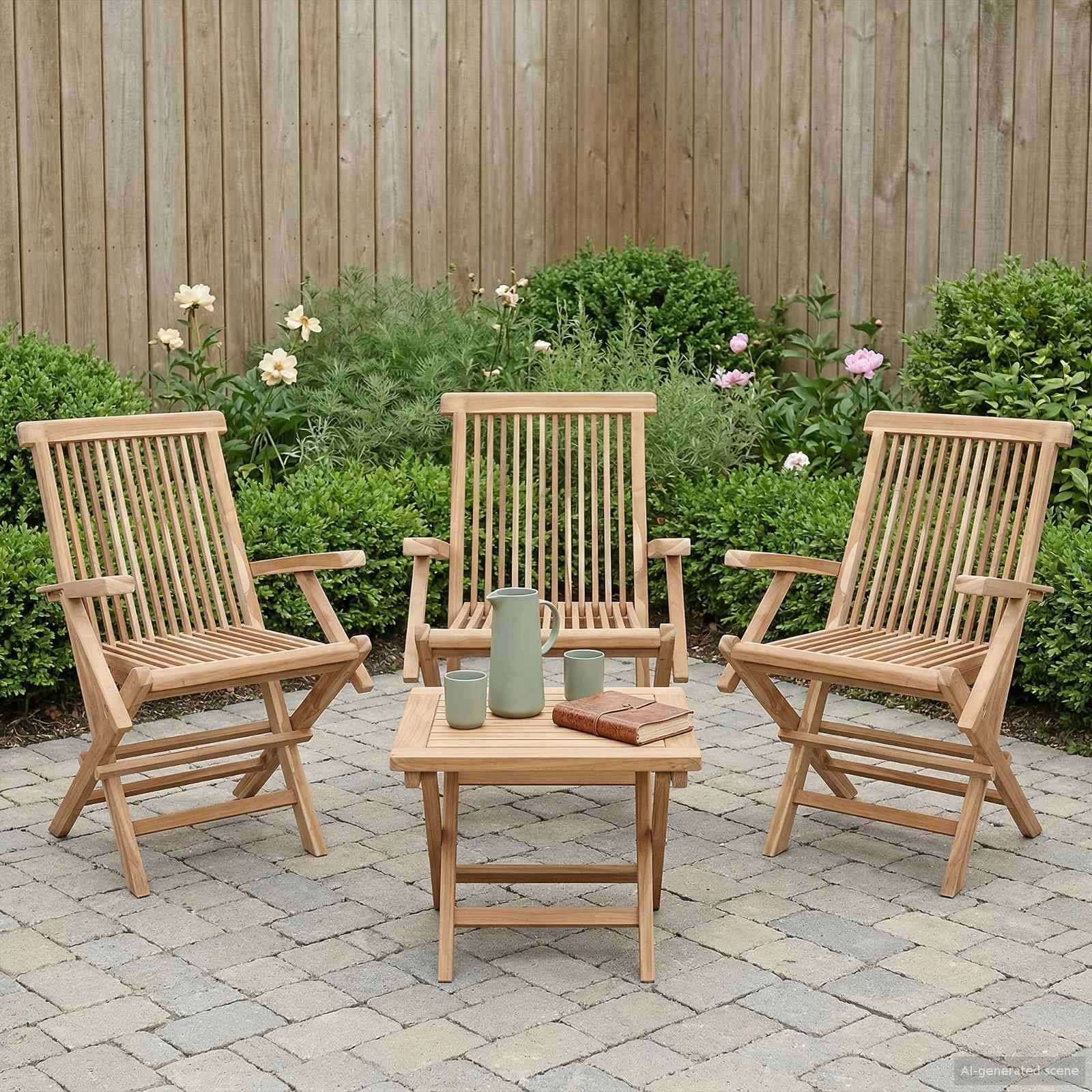 Klappbarer Gartenstuhl 3 stk. Natur Massivholz Teak