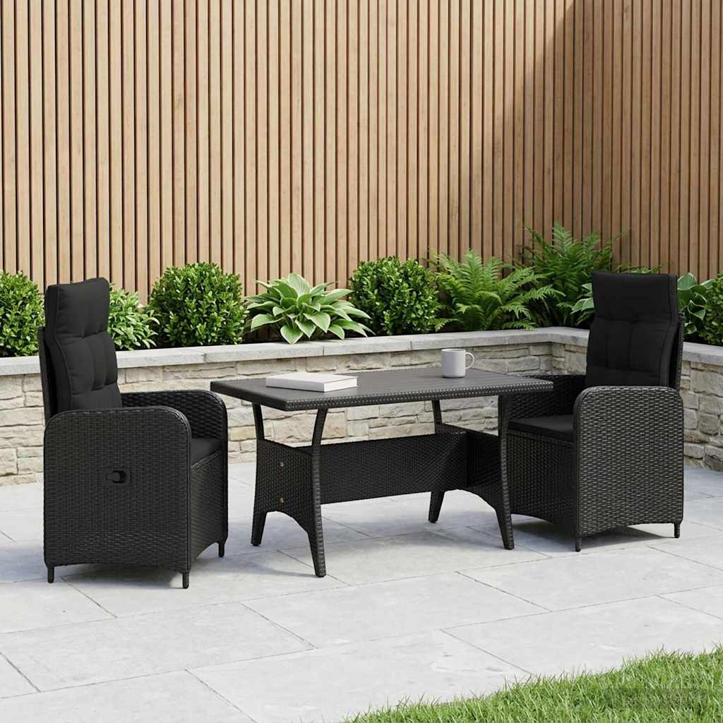 Outdoortisch-Set 3 stk. Schwarz Poly-Rattan