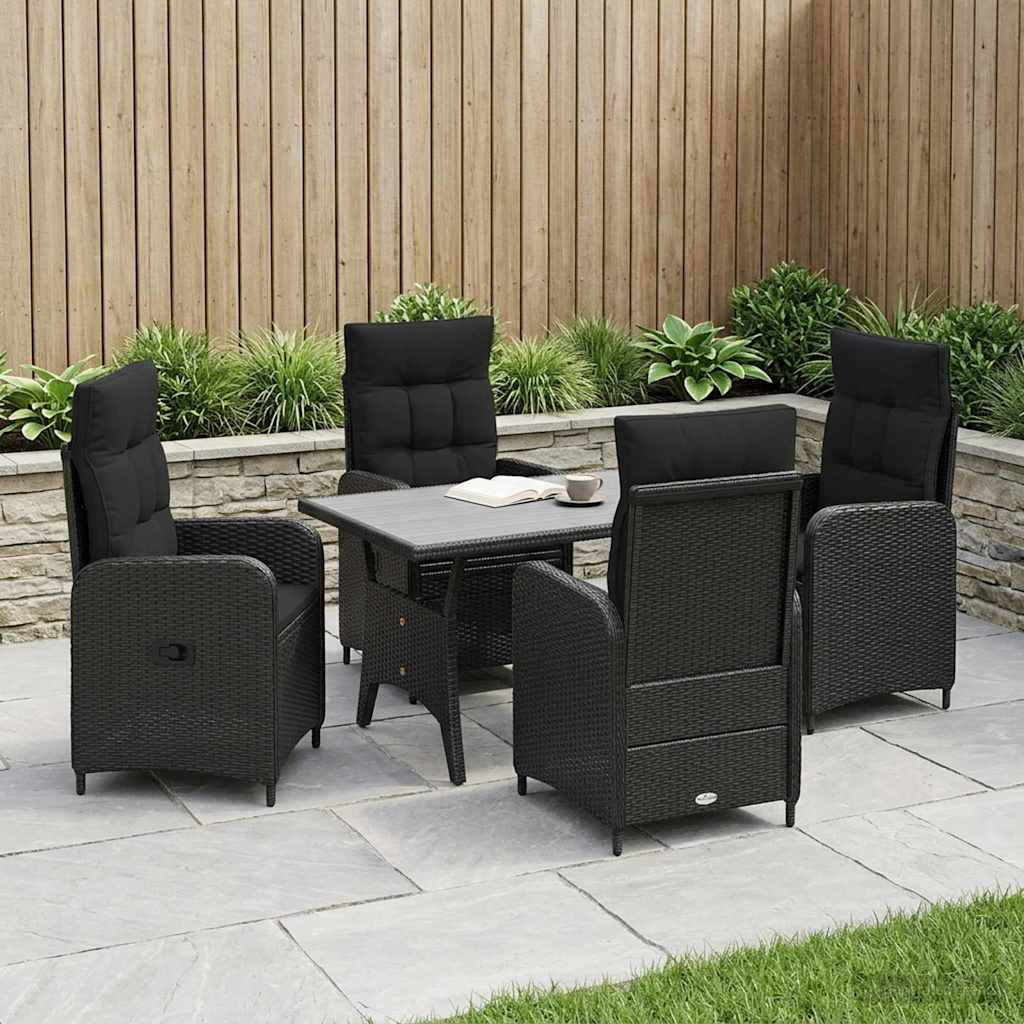 Outdoortisch-Set 5 stk. Schwarz Poly-Rattan