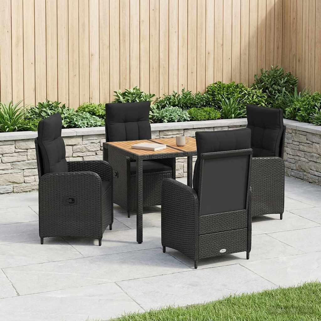 Outdoortisch-Set 5 stk. Schwarz