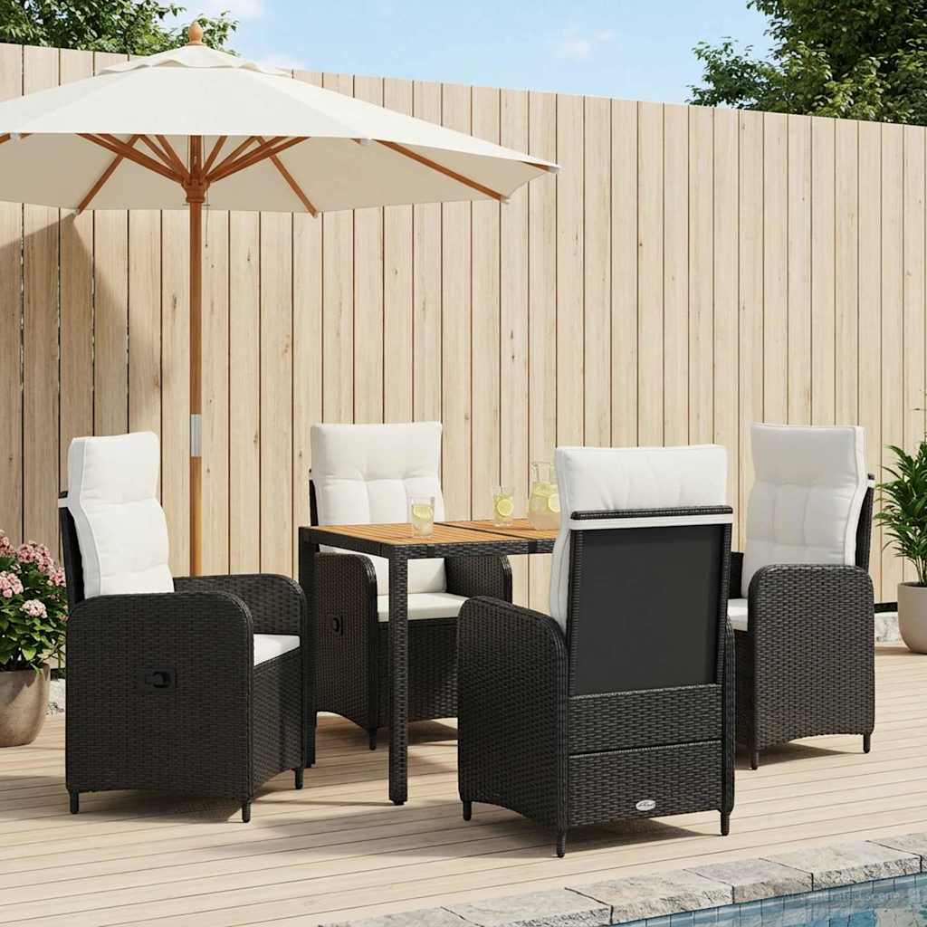 Outdoortisch-Set 5 stk. Schwarz und Cremeweiß