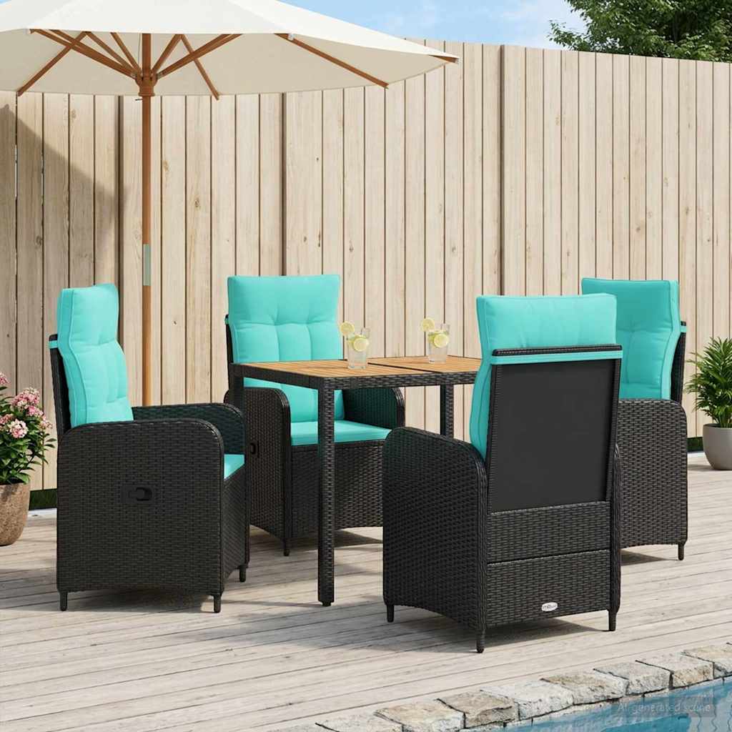 Outdoortisch-Set 5 stk. PE Rattan und pulverbeschichteter Stahl