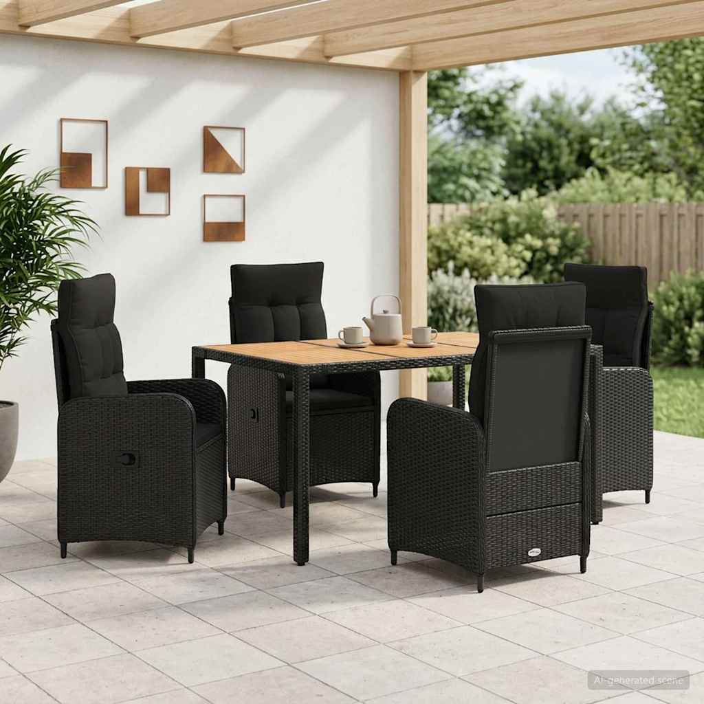 Outdoortisch-Set 5 stk. Schwarz