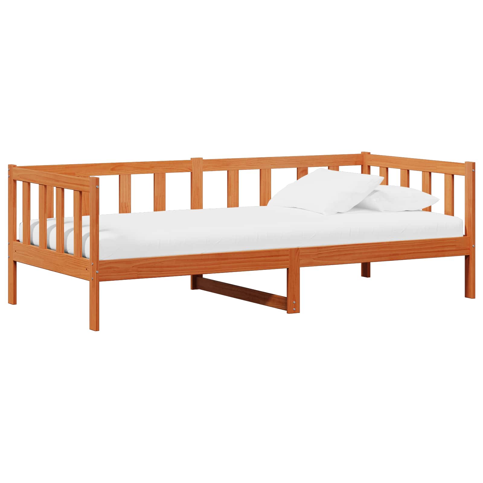 Tag-Bett mit Kopfteil Wachsbraun und Weiß 90 x 200 cm