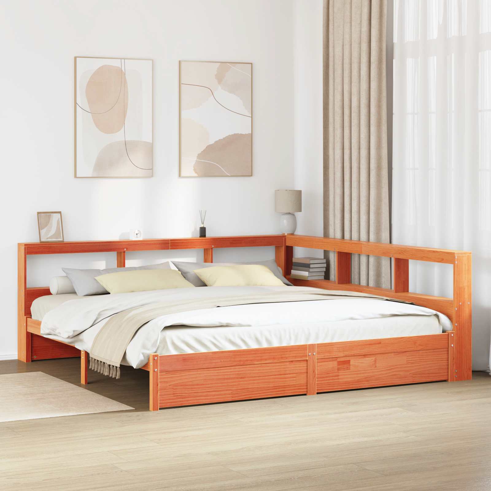 Bücherregal-Bett Uni 2 stk. Wachsbraun 200 x 200 cm