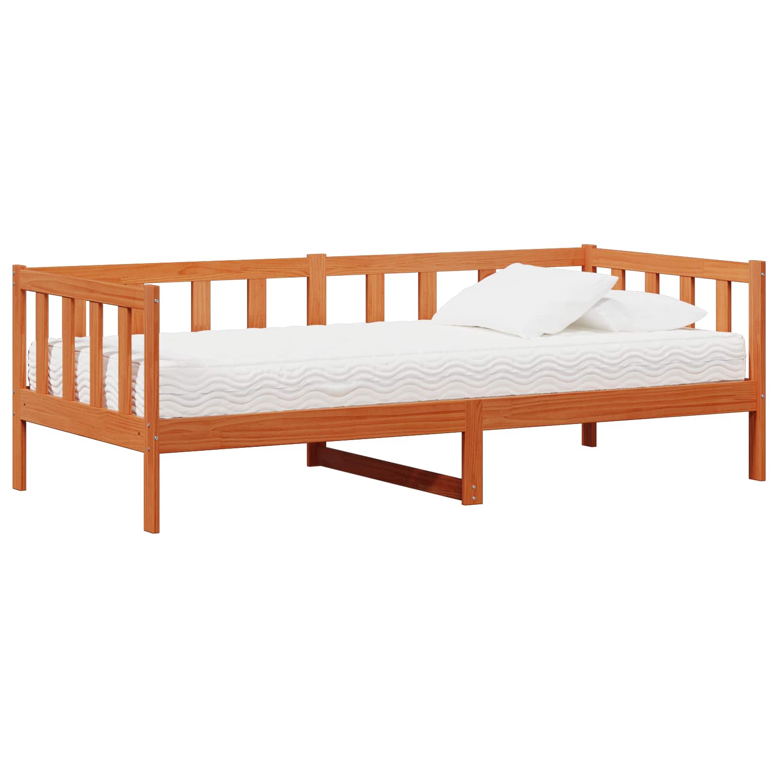 Tag-Bett mit Kopfteil Wachsbraun und Weiß 90 x 200 cm