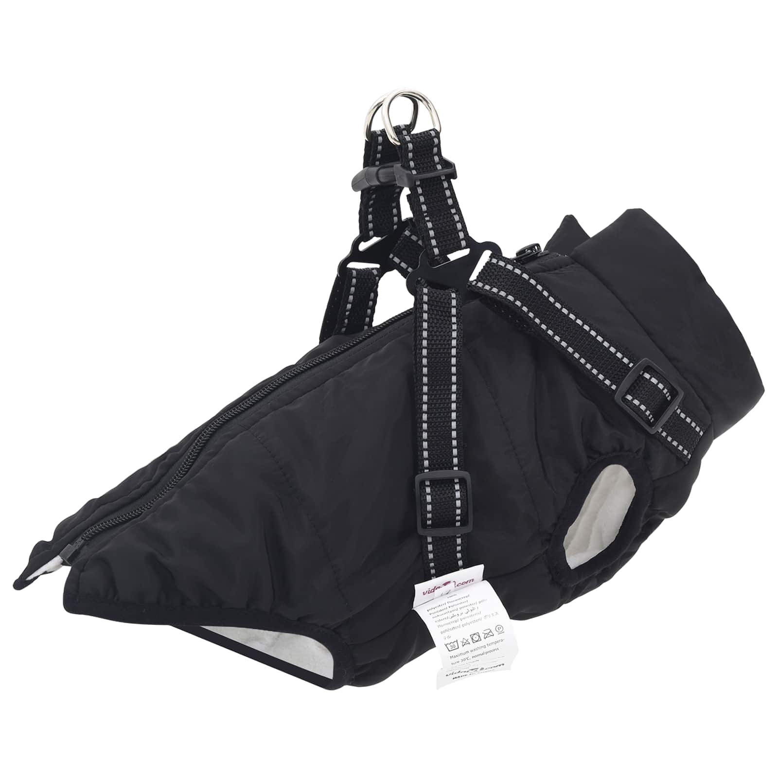 Hundemantel Schwarz L32 Fleece und Polyester