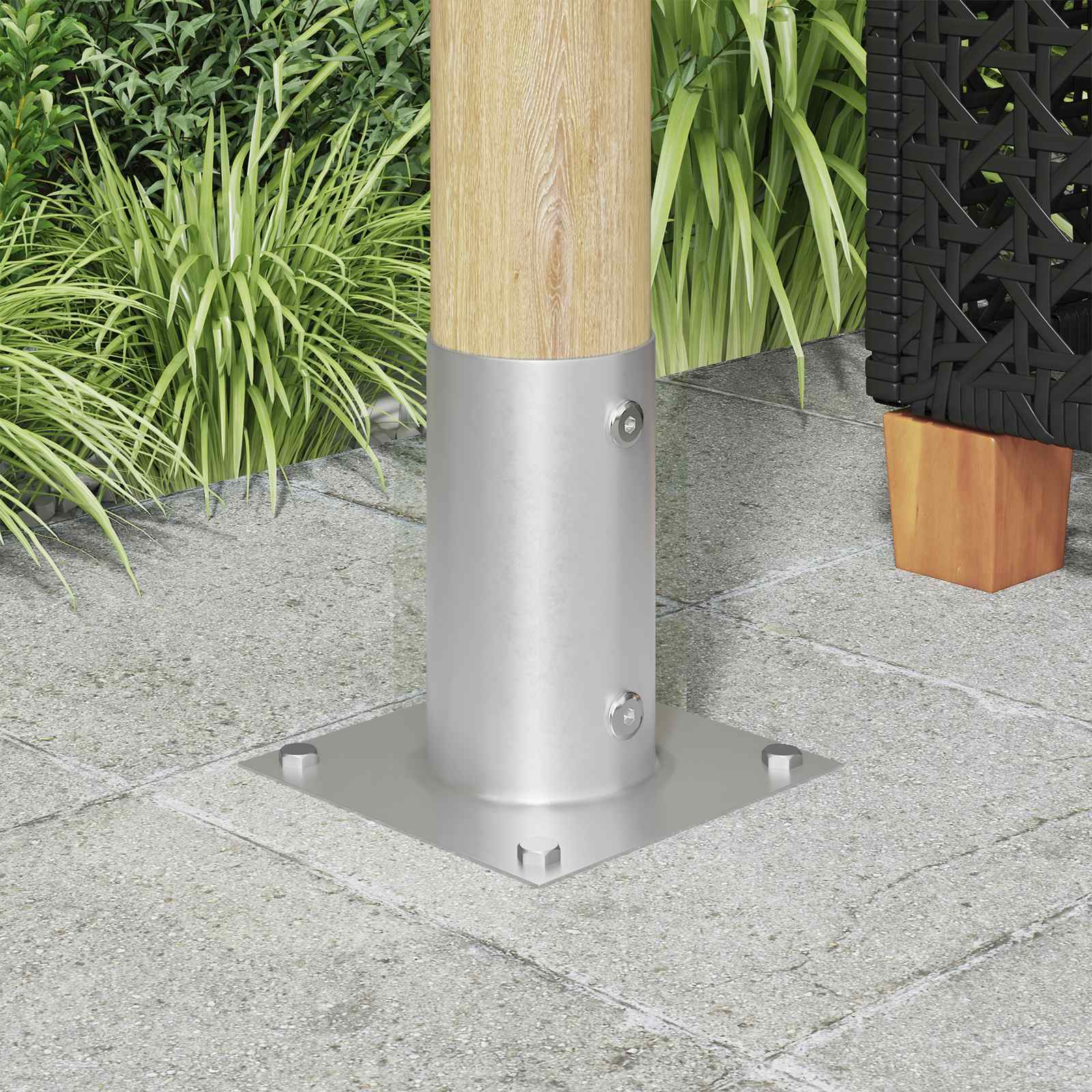 runder Bodenanker 4 Stk. Silber 15 x 15 x 15 cm Metall