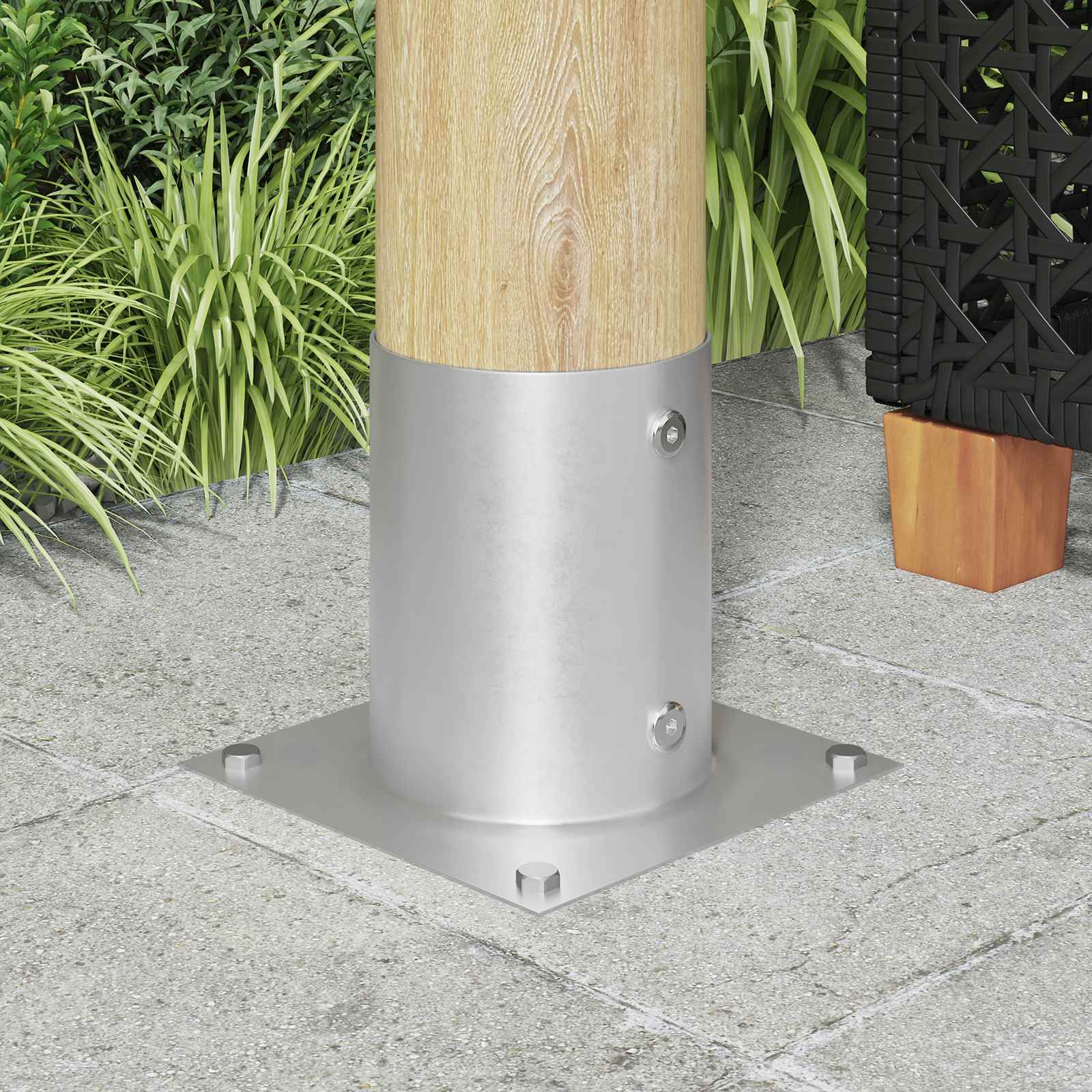 runder Bodenanker 4 Stk. Silber 18 x 18 x 15 cm Metall