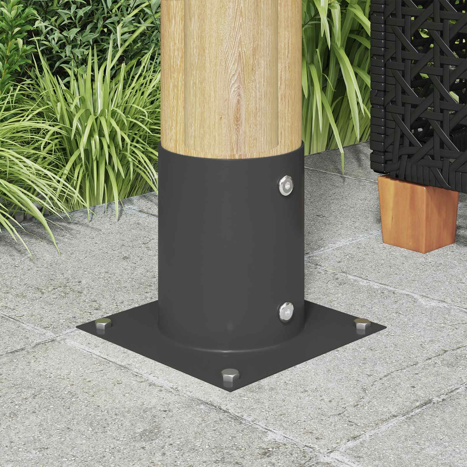 runder Bodenanker 4 Stk. Anthrazit 18 x 18 x 15 cm Metall