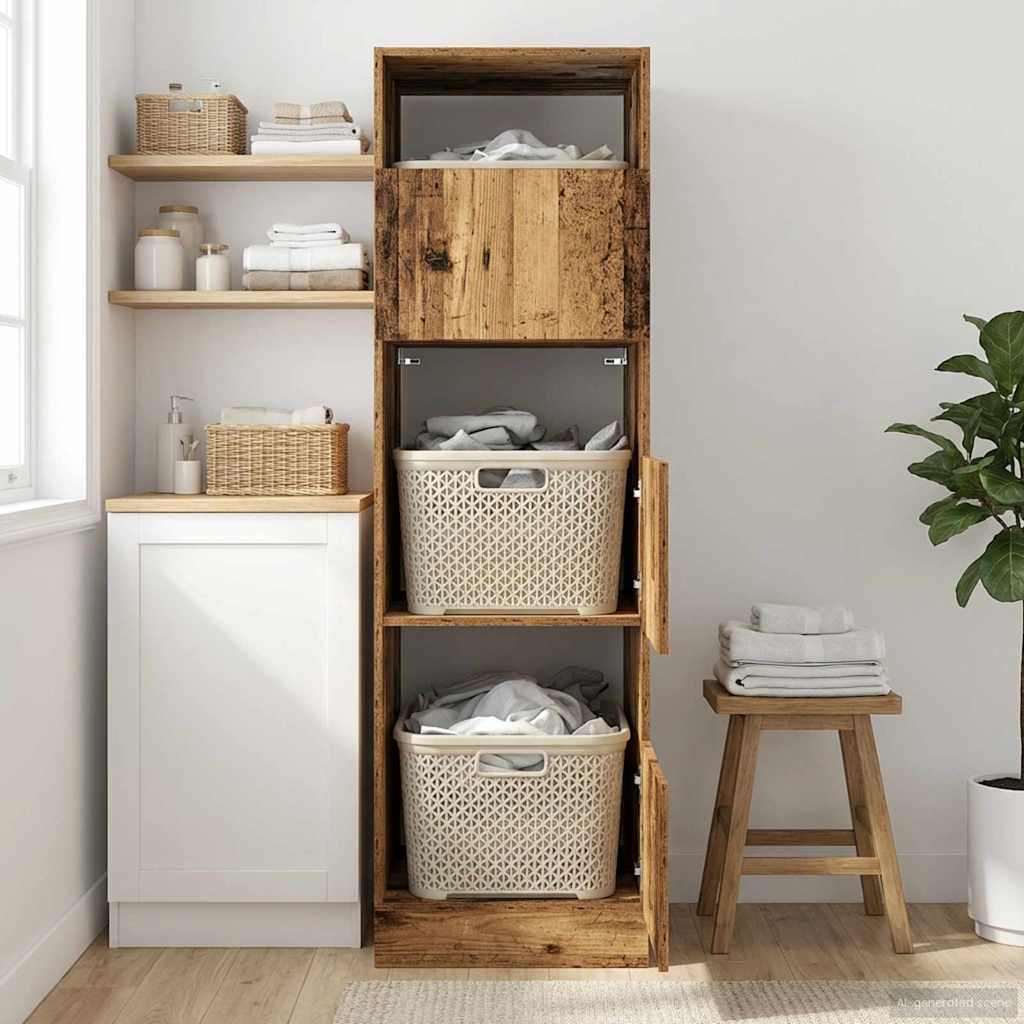 Wäscheschrank mit Tür Altholz 50 x 68 x 162 cm Holzwerkstoff