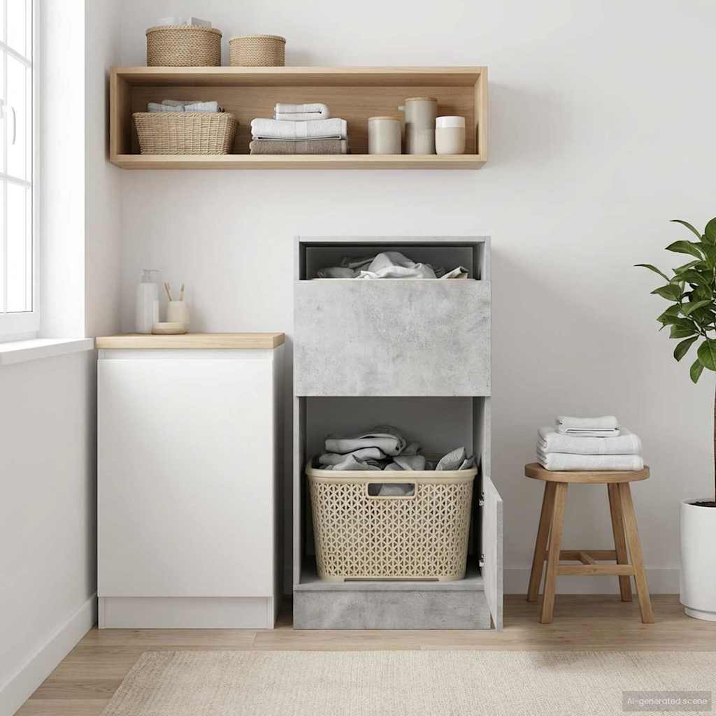 Wäscheschrank mit Speicher Beton 50 x 68 x 102 cm Holzwerkstoff