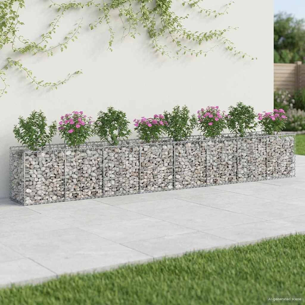 Gabionen-Hochbeet 2 stk. 400 x 50 x 60 cm Verzinkter Stahl