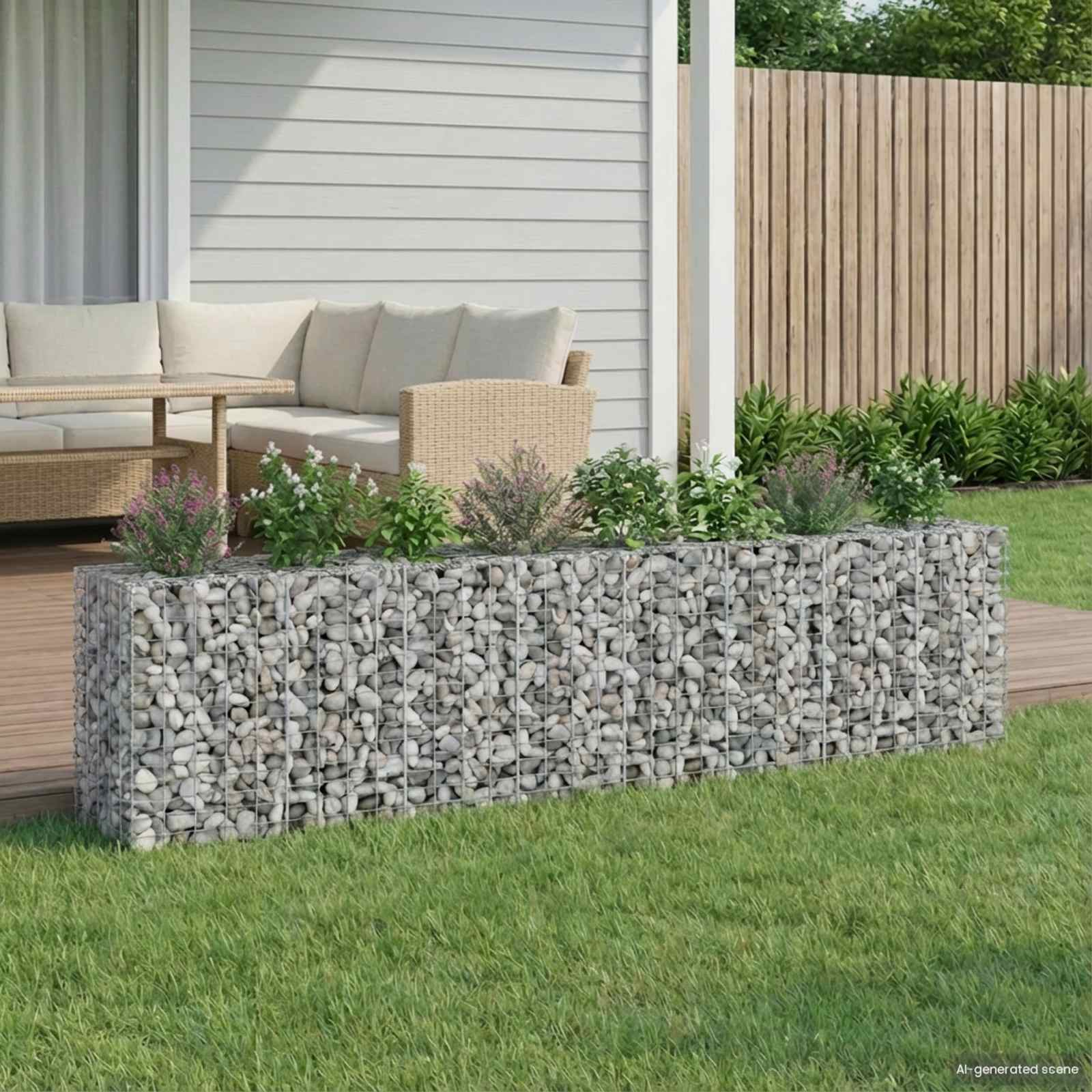 Gabionen-Hochbeet 2 stk. 330 x 50 x 80 cm Verzinkter Stahl