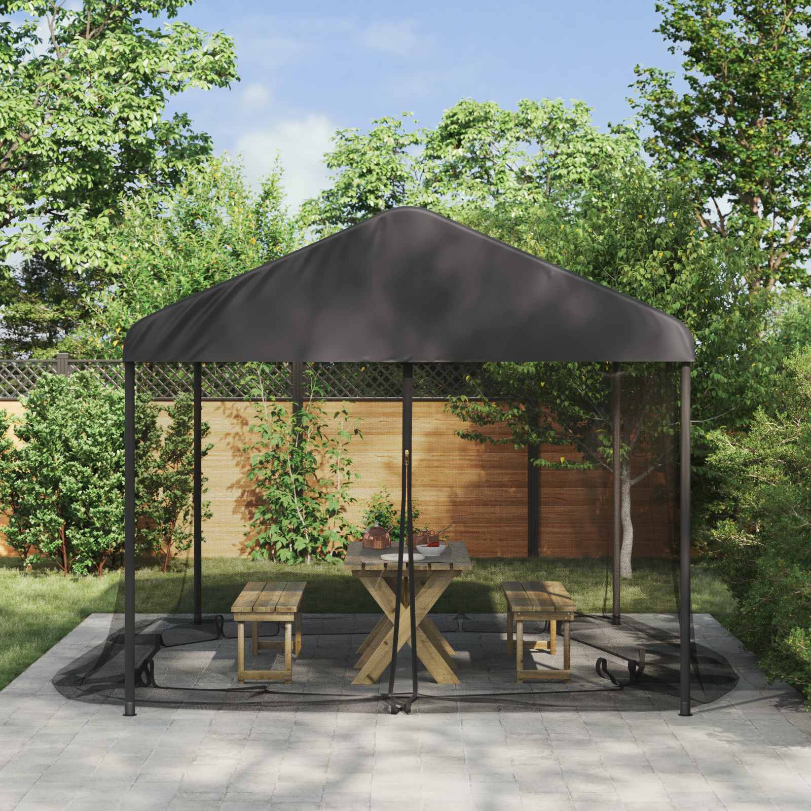Moskito-Netz für Pavillon 220 Mesh Schwarz 3,6 x 3 x 2 m