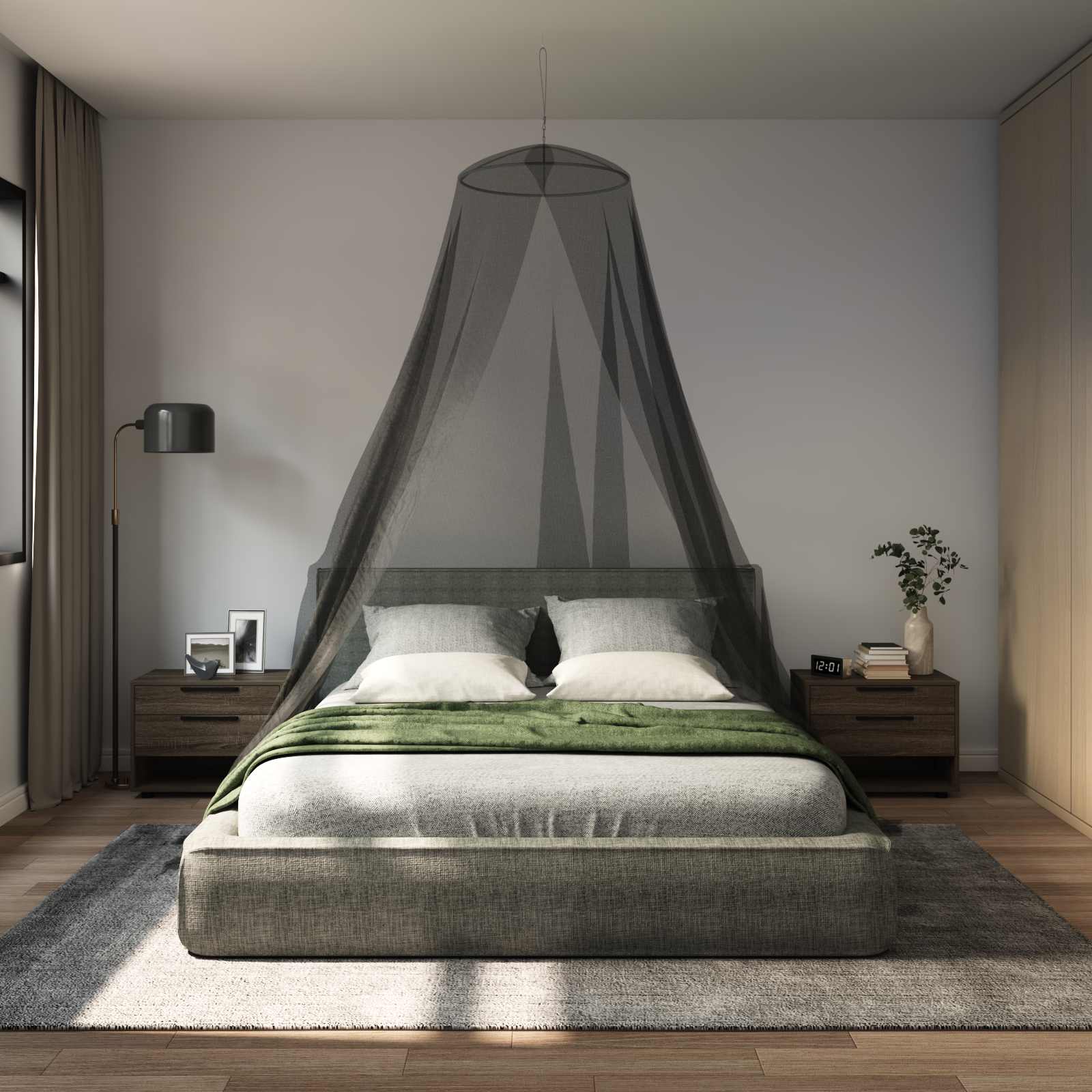 Moskito-Netz für das Bett 156 Mesh Schwarz ⌀56 x 220 cm
