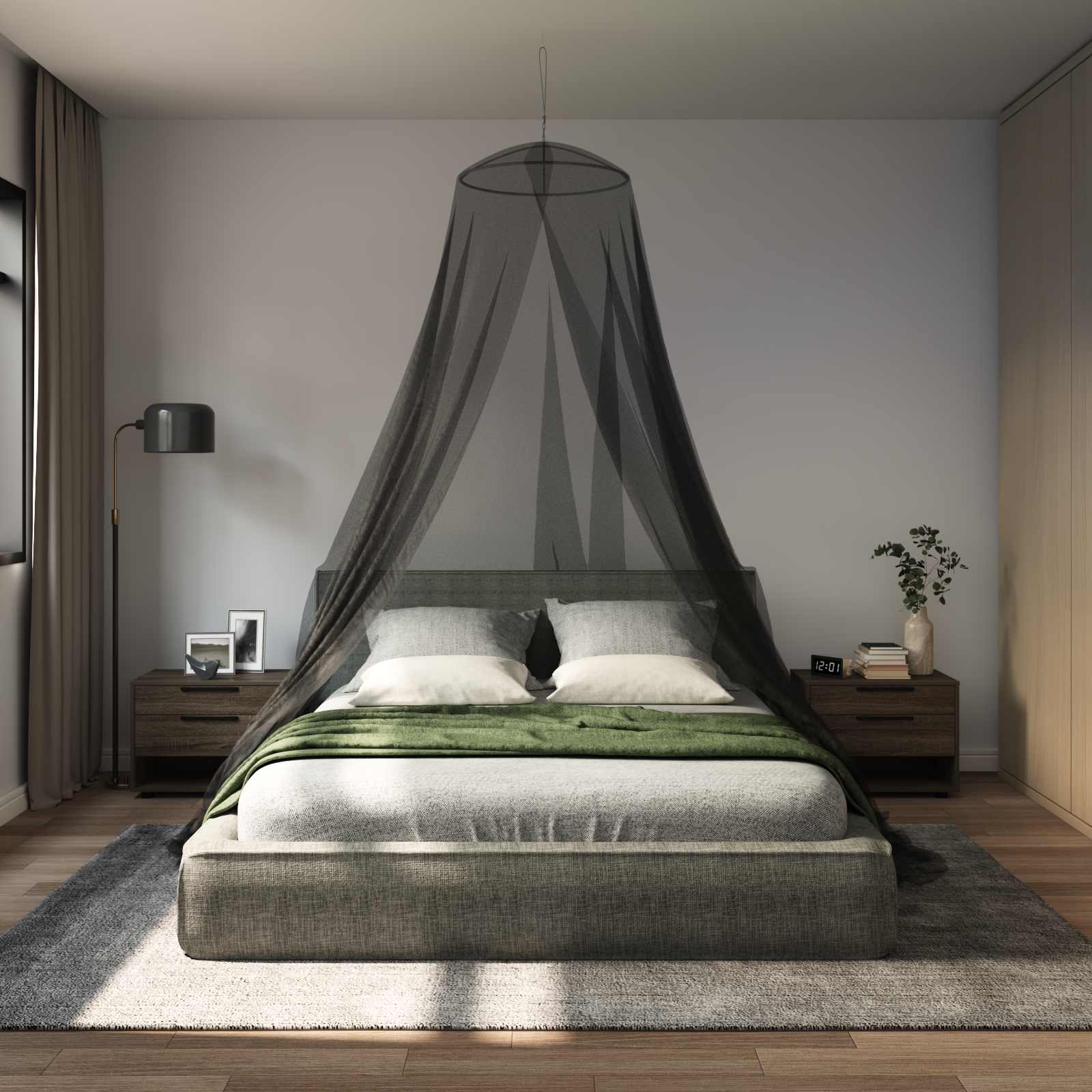 Moskito-Netz für das Bett 156 Mesh Schwarz ⌀56 x 220 cm