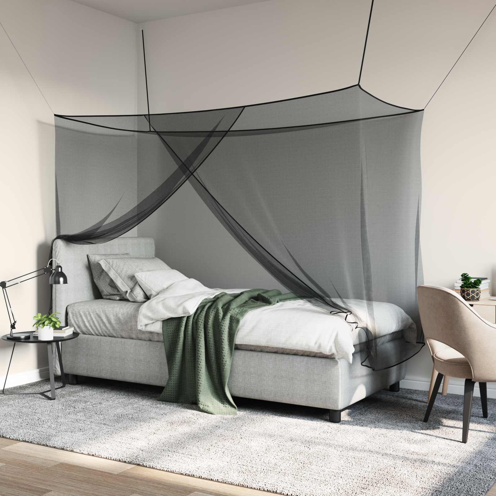 Moskito-Netz für das Bett 156 Mesh Schwarz 220 x 120 x 150 cm