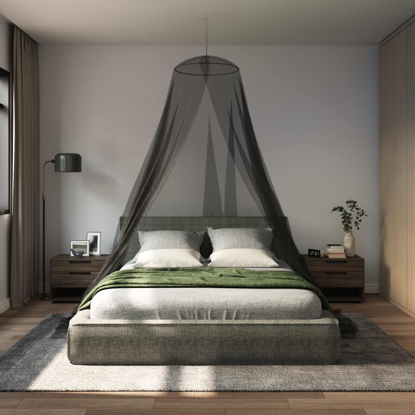 Moskito-Netz für das Bett 3 stk. 156 Mesh Schwarz ⌀56 x 220 cm