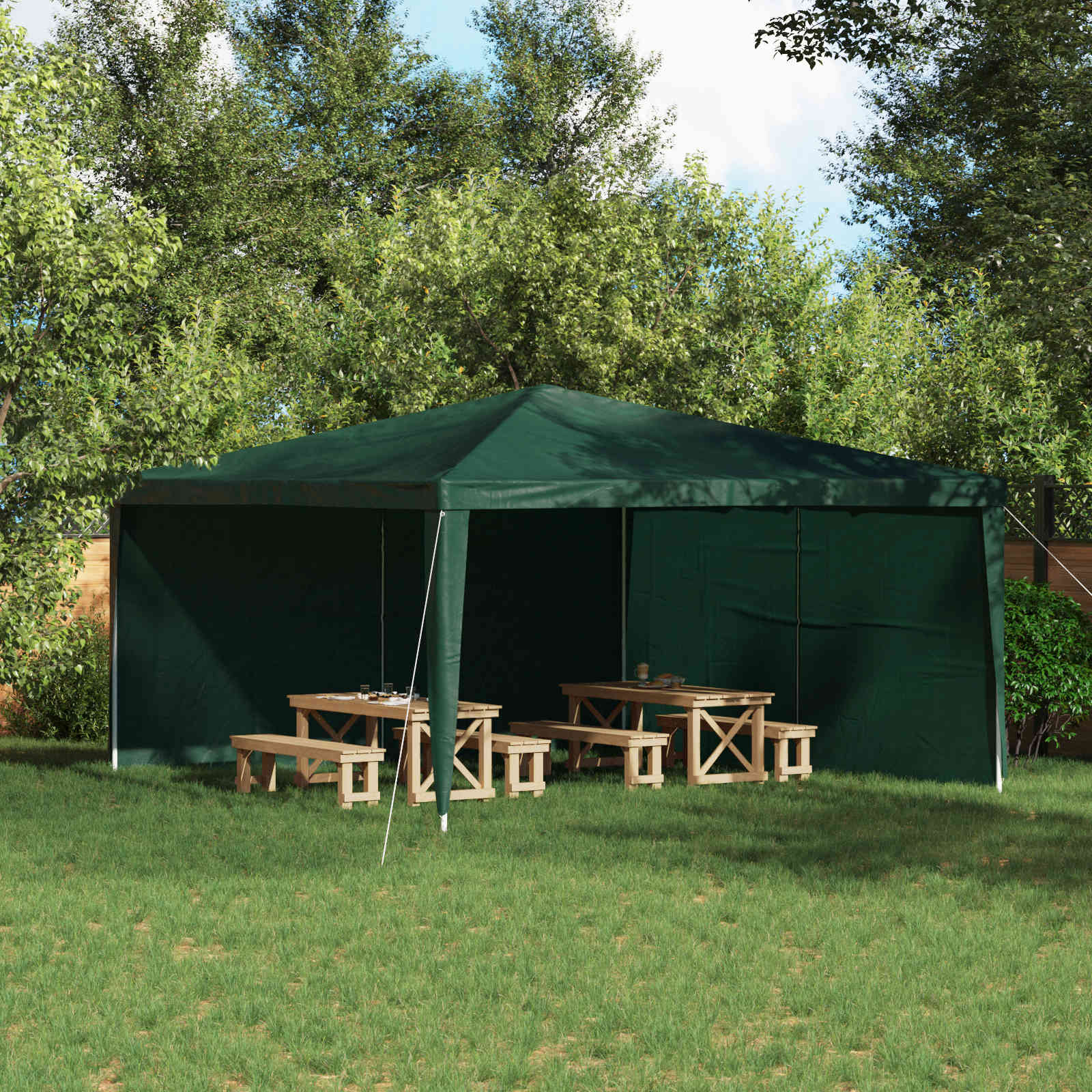 Partyzelt-Seitenteil 2 Stk. 400 x 195 cm Grün PE und Stahl