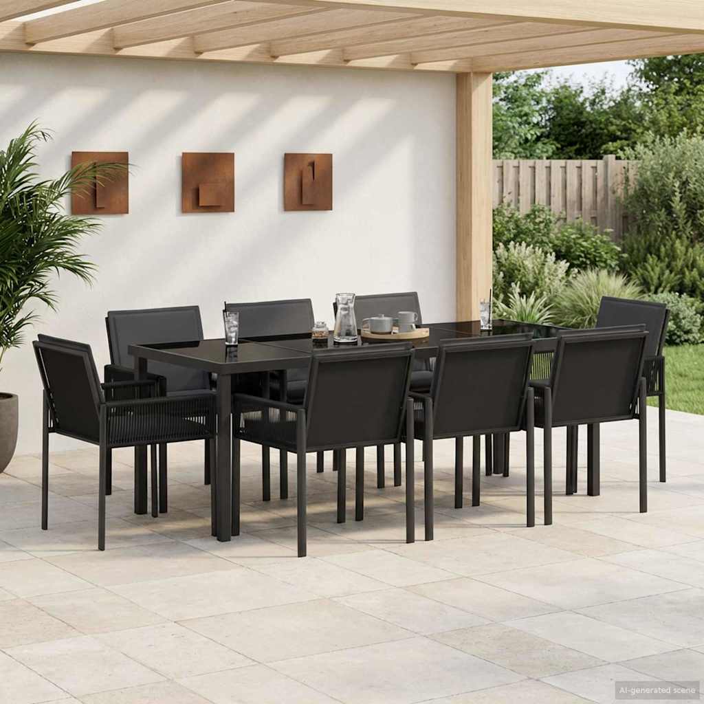 Garten Essgruppe 25 stk. Schwarz Poly-Rattan