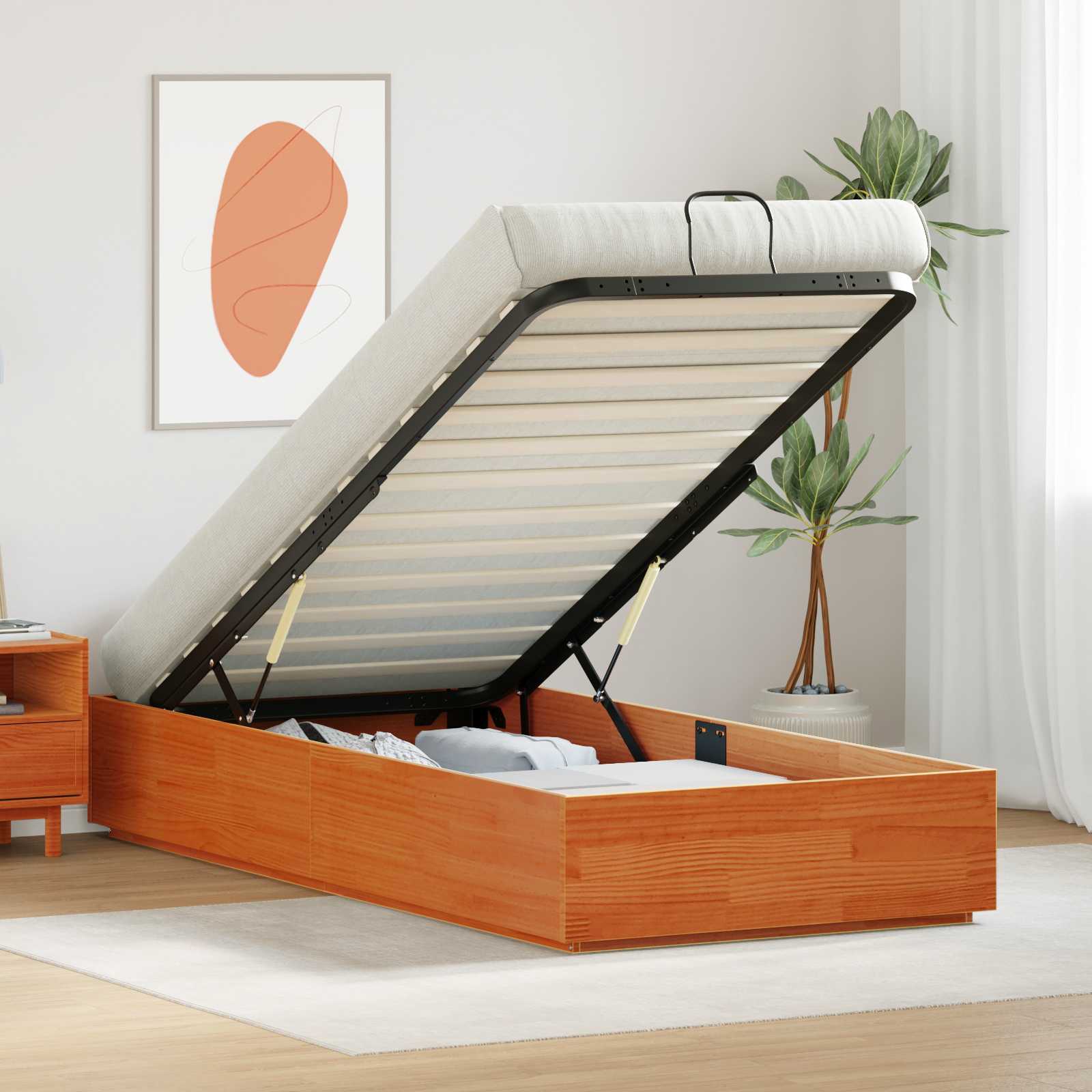 Ottoman-Bettgestell mit Stauraum Wachsbraun 80 x 200 cm