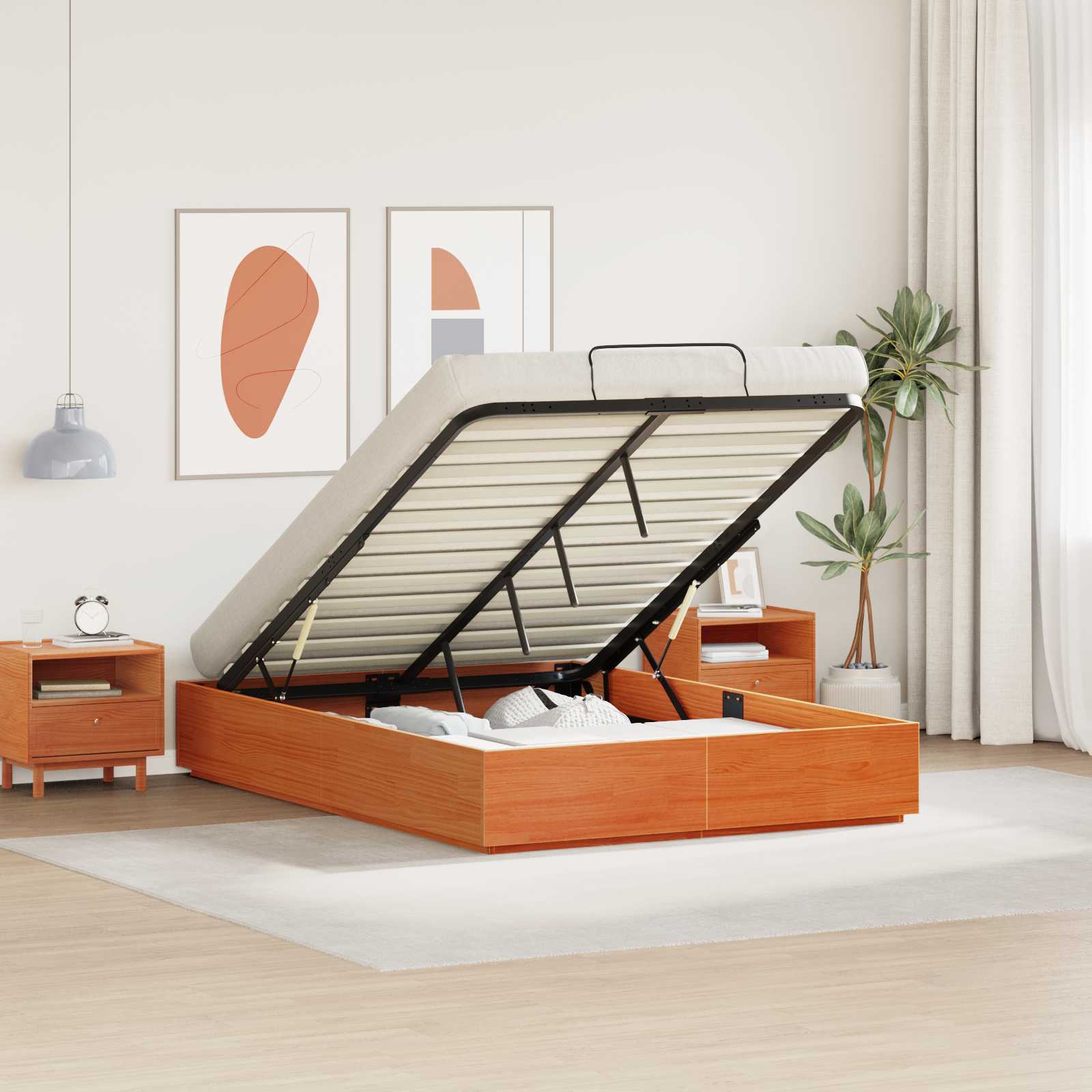 Ottoman-Bettgestell mit Stauraum Wachsbraun 120 x 190 cm
