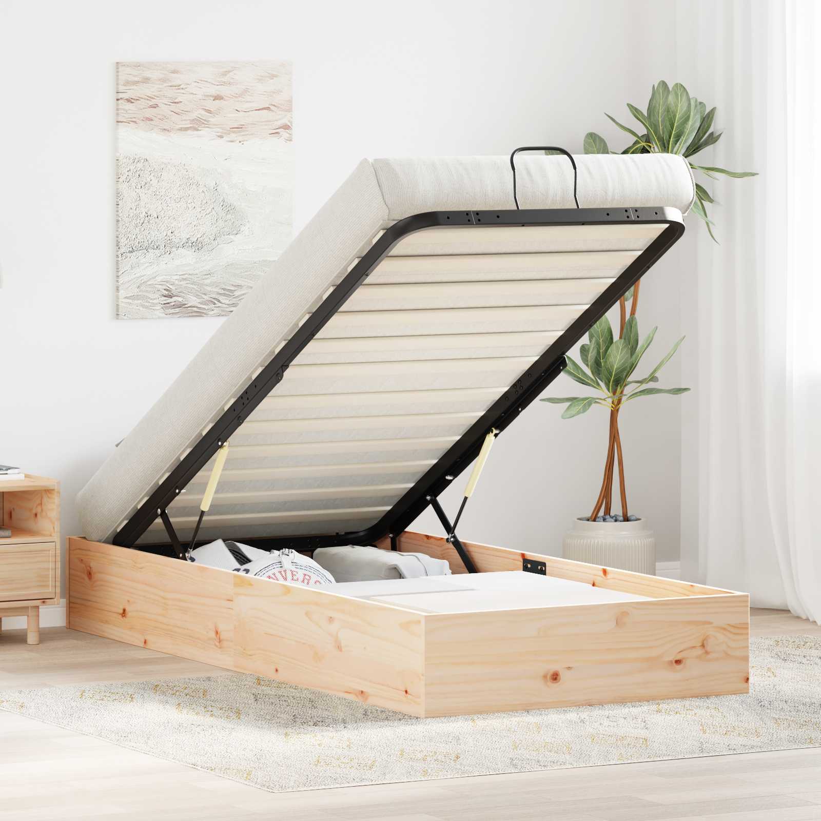 Ottoman Bettgestell mit Stauraum Natur 70 x 190 cm