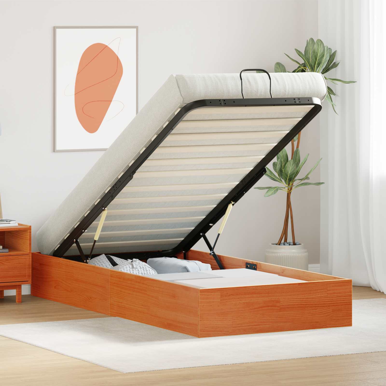 Ottoman Bettgestell mit Stauraum Wachsbraun 80 x 200 cm