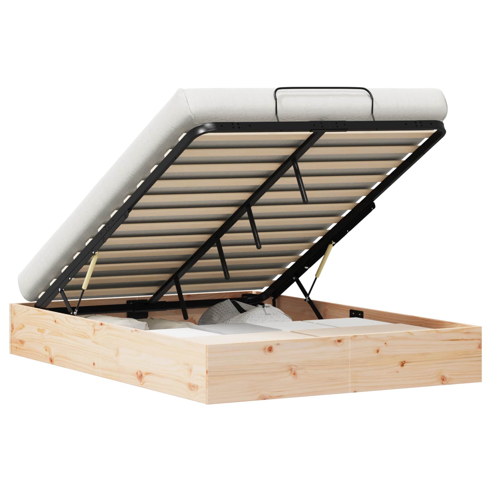 Ottoman Bettgestell mit Stauraum Natur 135 x 190 cm