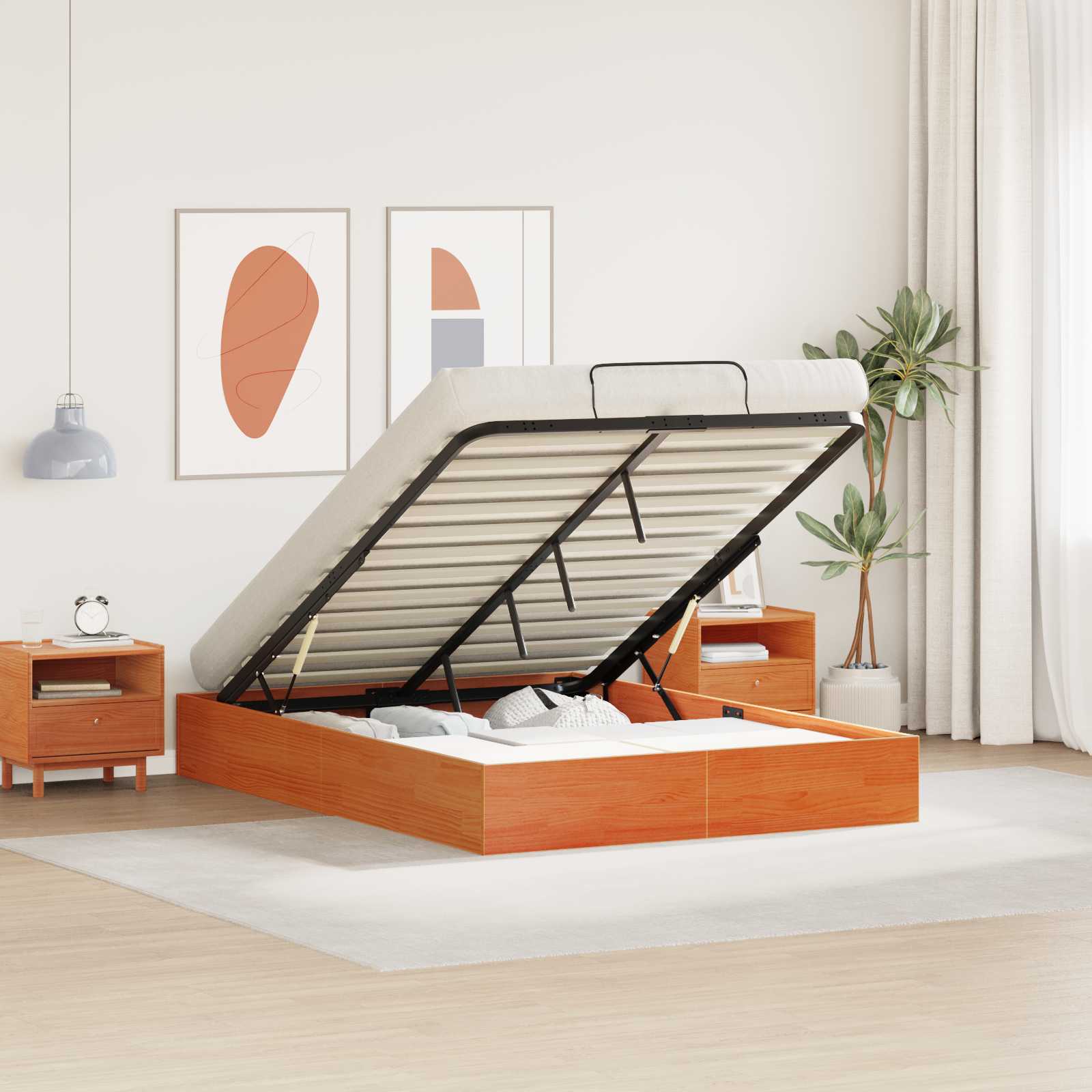 Ottoman Bettgestell mit Stauraum Wachsbraun 150 x 200 cm