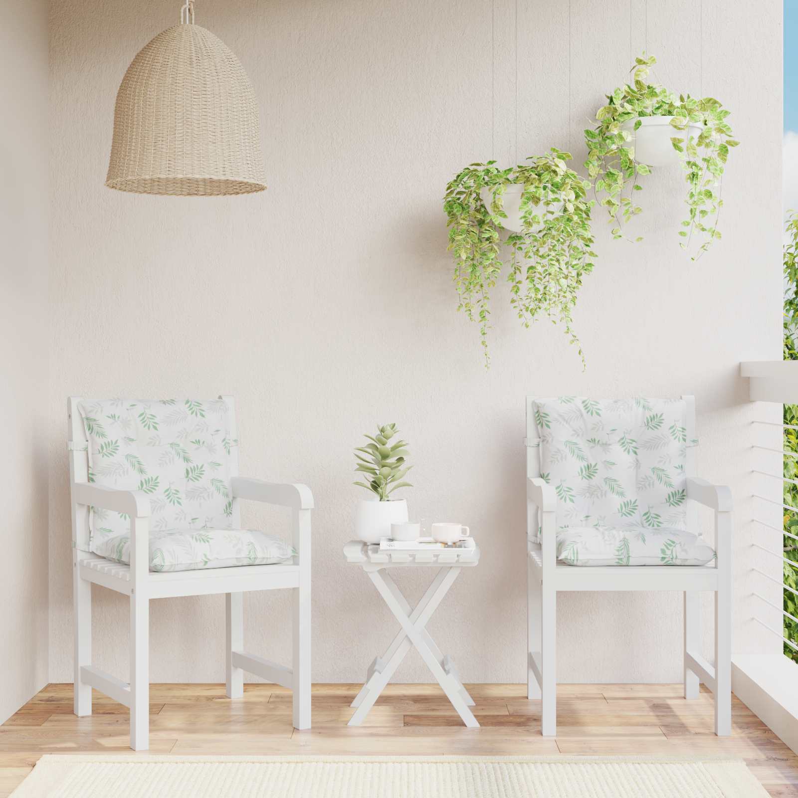 Outdoor-Kissen 2 stk. Stoff Feines Blattmuster 100 x 50 x 7 cm