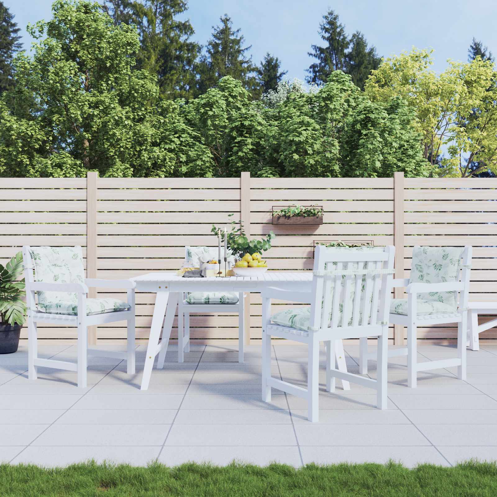 Outdoor-Kissen 4 stk. Feines Blattmuster 100 x 50 x 7 cm