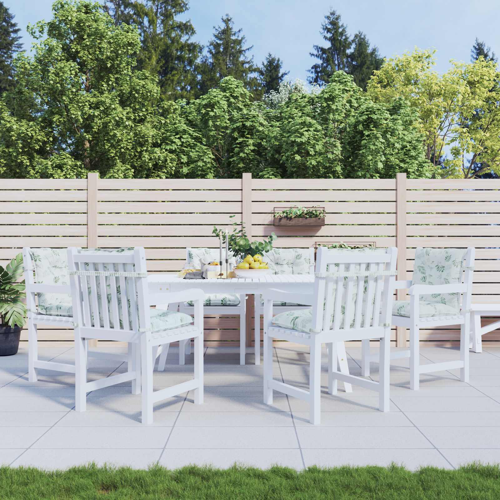 Outdoor-Kissen 6 stk. Stoff Feines Blattmuster 100 x 50 x 7 cm