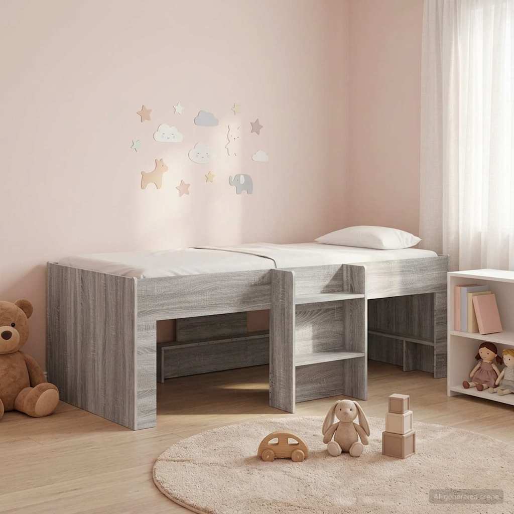 Hochbett für Kinder Sonoma-Grau 80 x 200 cm Holzwerkstoff