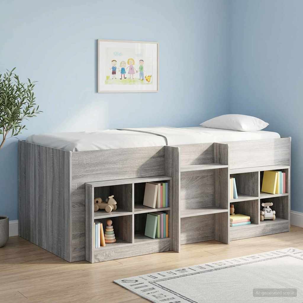 Hochbett für Kinder Sonoma-Grau 90 x 200 cm Holzwerkstoff