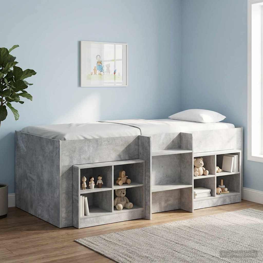 Hochbett für Kinder Betongrau 98,5 x 200 cm Holzwerkstoff