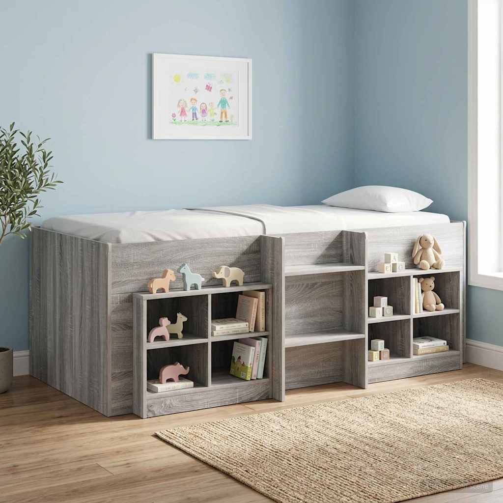 Hochbett für Kinder Sonoma-Grau 98,5 x 200 cm Holzwerkstoff