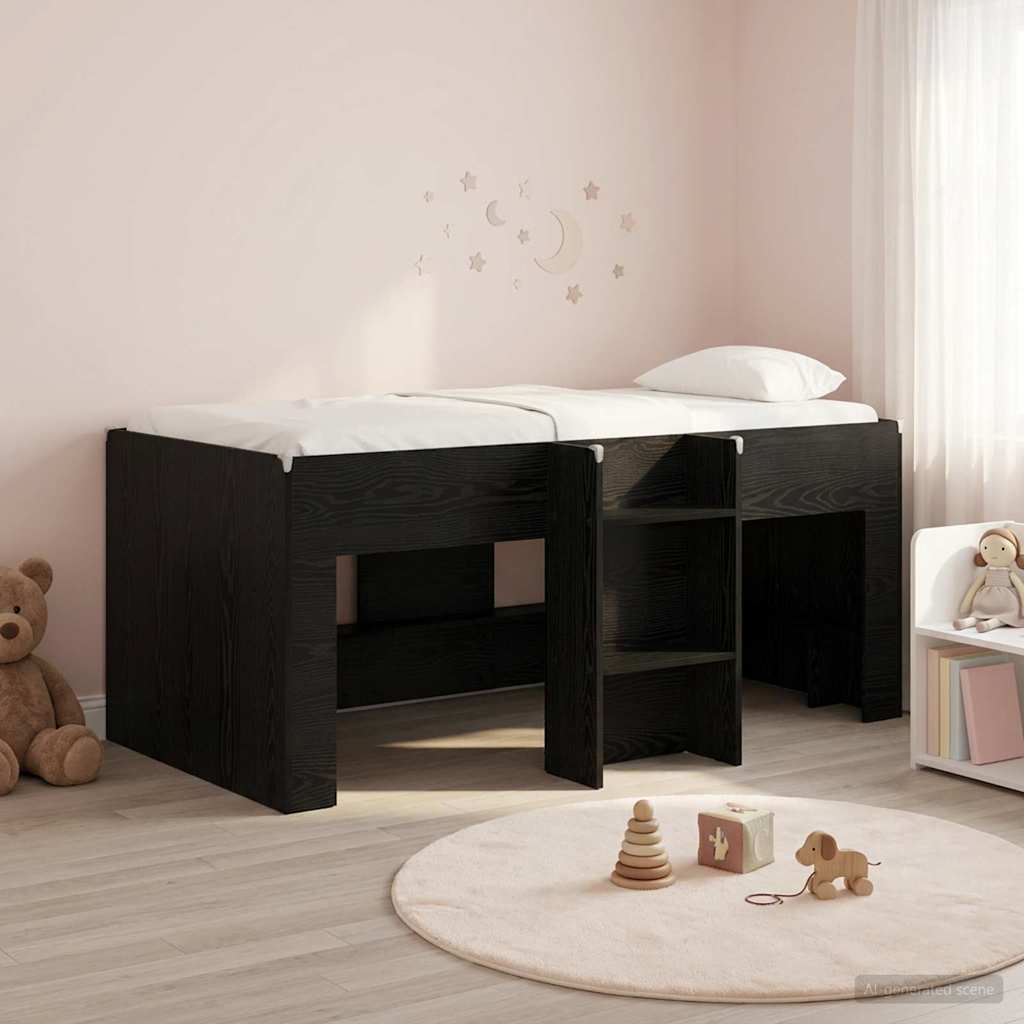 Hochbett für Kinder Schwarze Eiche 80 x 160 cm Holzwerkstoff