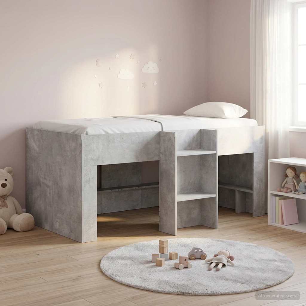 Hochbett für Kinder Betongrau 80 x 160 cm Holzwerkstoff