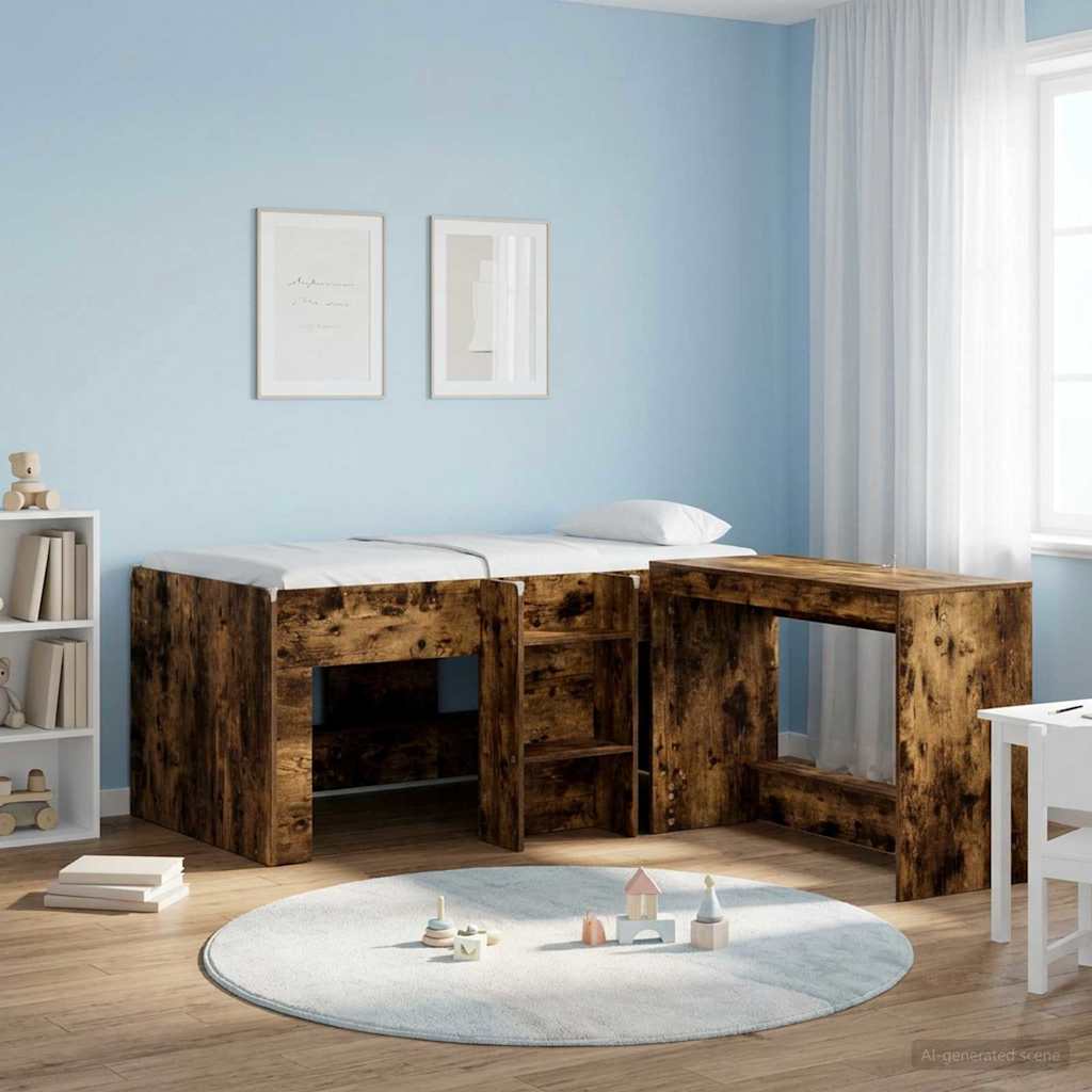 Hochbett für Kinder Raucheiche 80 x 160 cm Holzwerkstoff