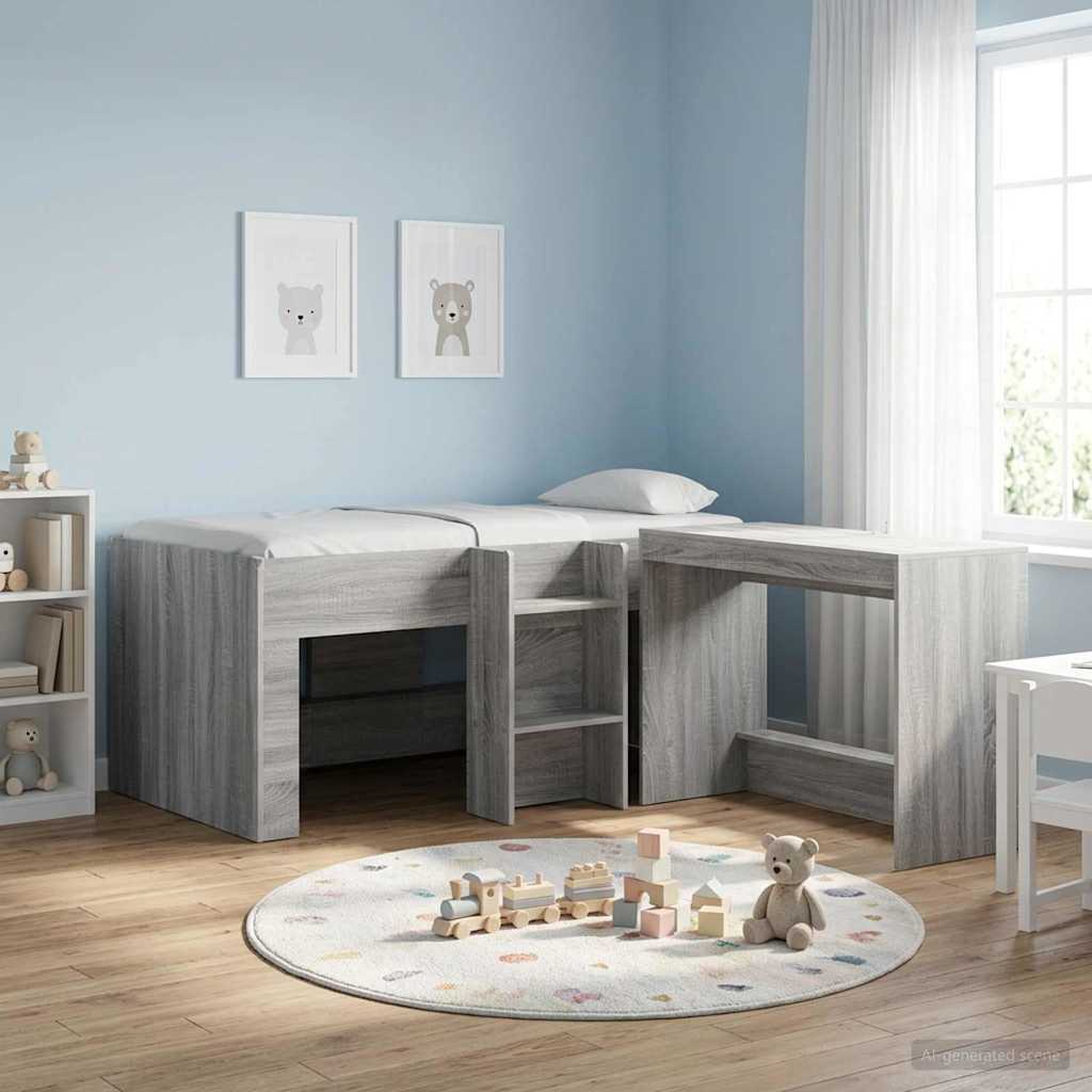 Hochbett für Kinder Sonoma-Grau 80 x 160 cm Holzwerkstoff