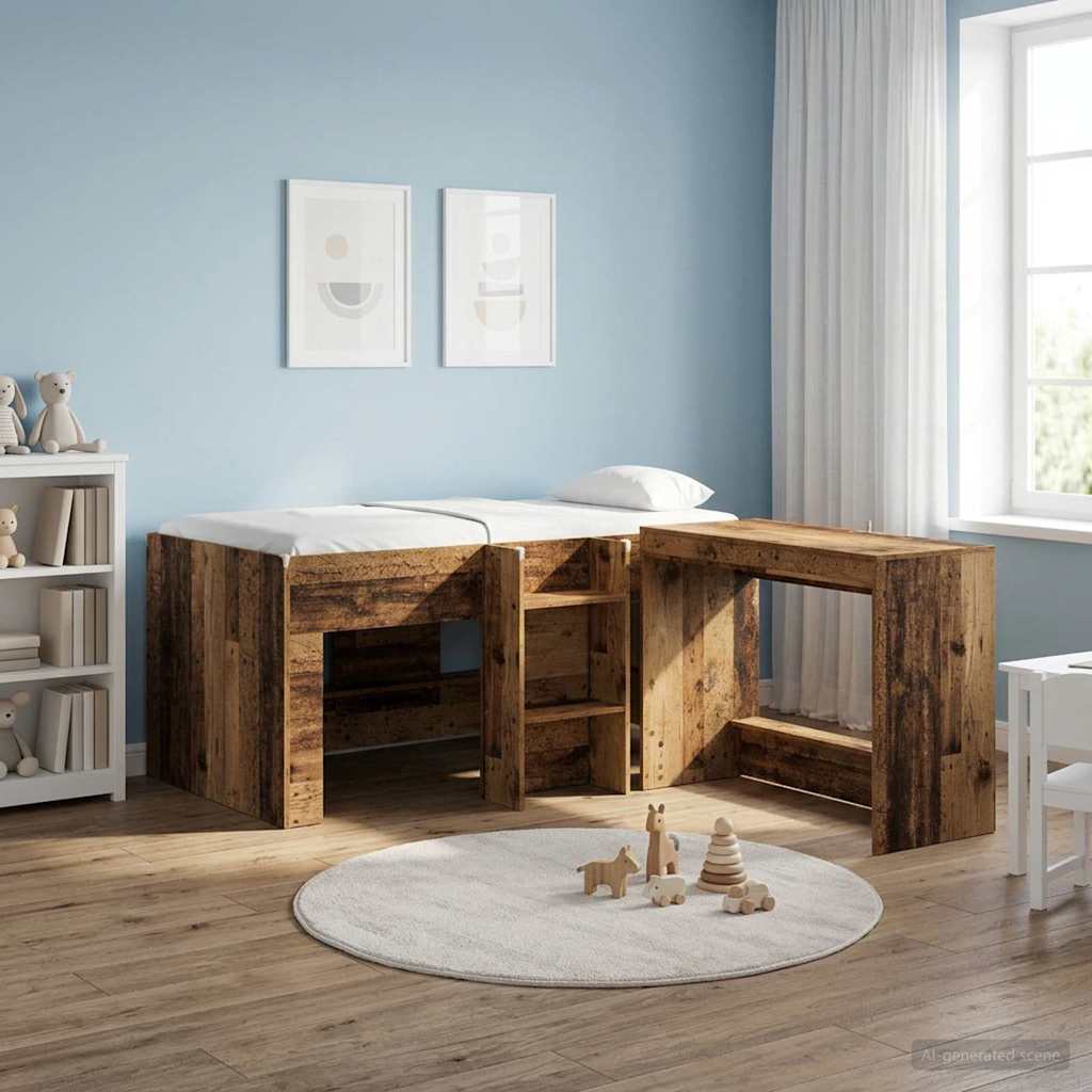 Hochbett für Kinder Altholz 80 x 160 cm Holzwerkstoff